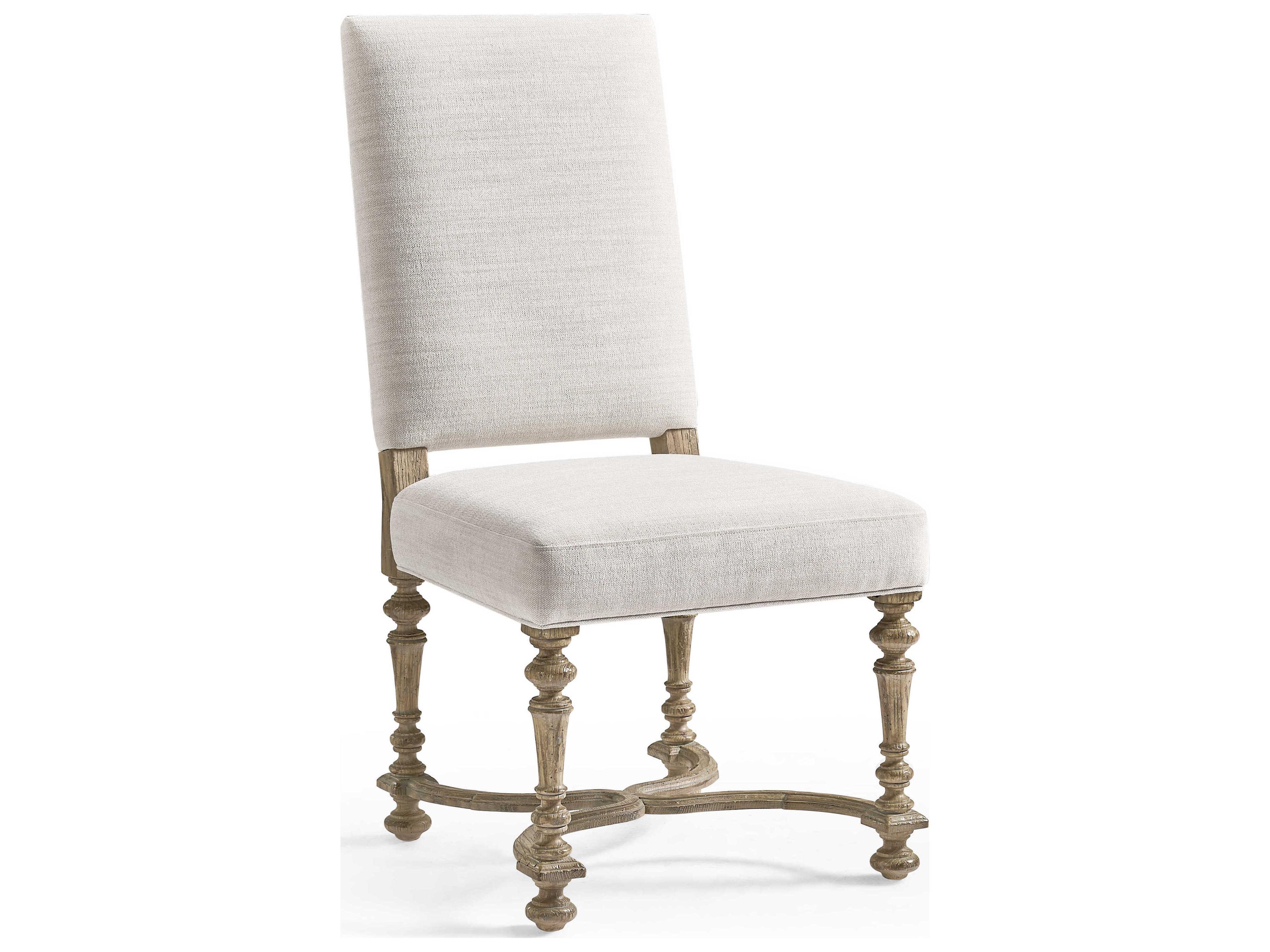 Jonathan Charles Sagehill Oak Wood White Upholstered Armless Dining Chair