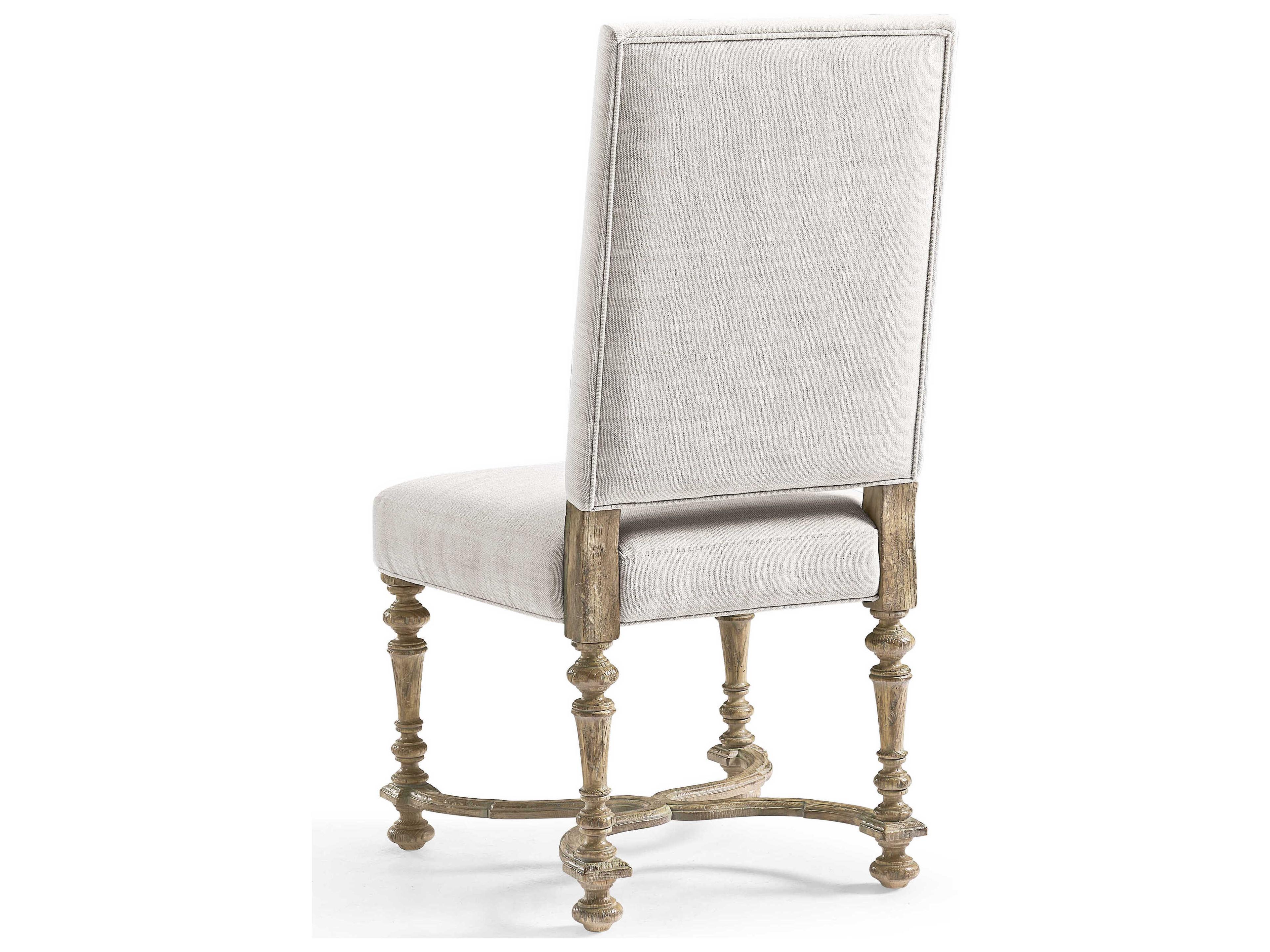 Jonathan Charles Sagehill Oak Wood White Upholstered Armless Dining Chair