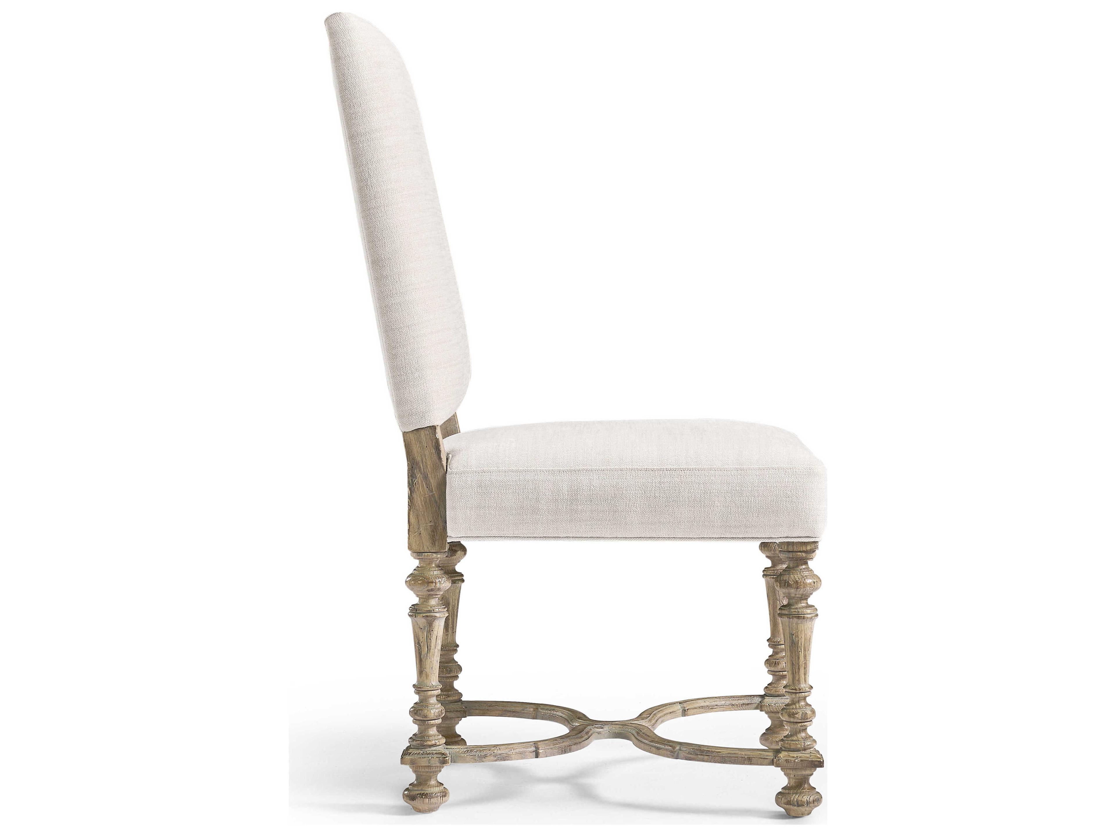 Jonathan Charles Sagehill Oak Wood White Upholstered Armless Dining Chair
