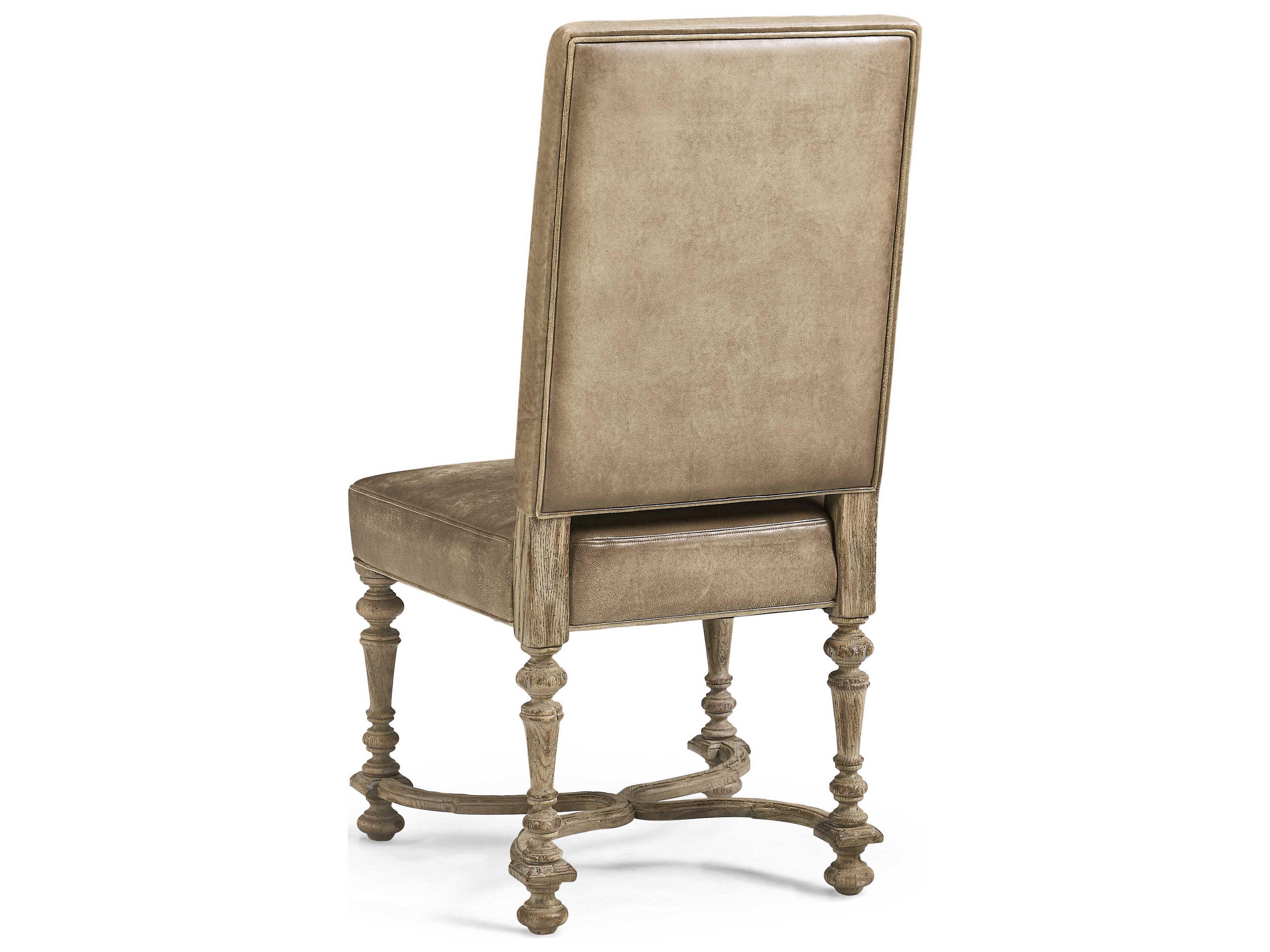 Jonathan Charles Sagehill Oak Wood Gray Leather Armless Dining Chair