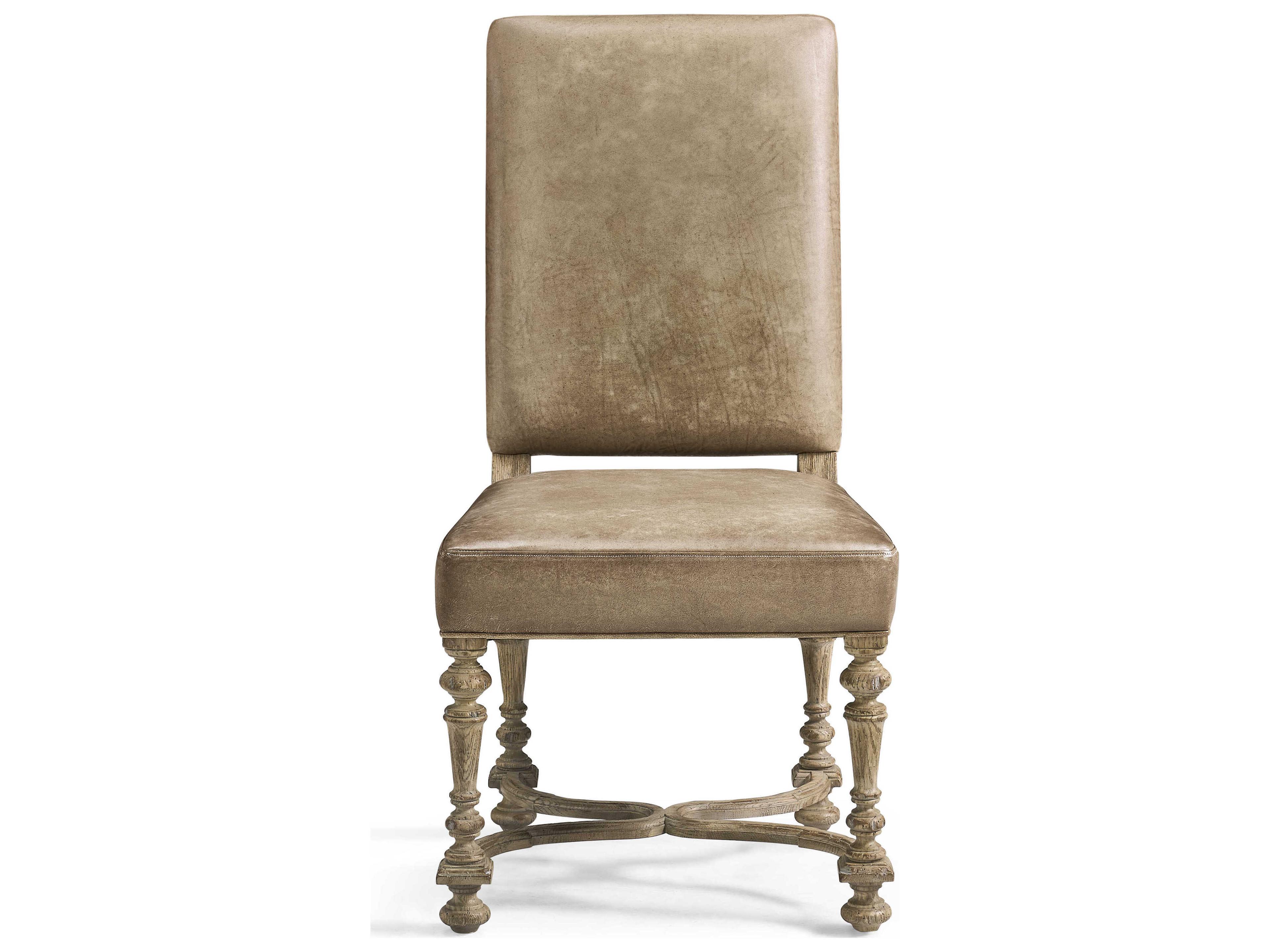 Jonathan Charles Sagehill Oak Wood Gray Leather Armless Dining Chair