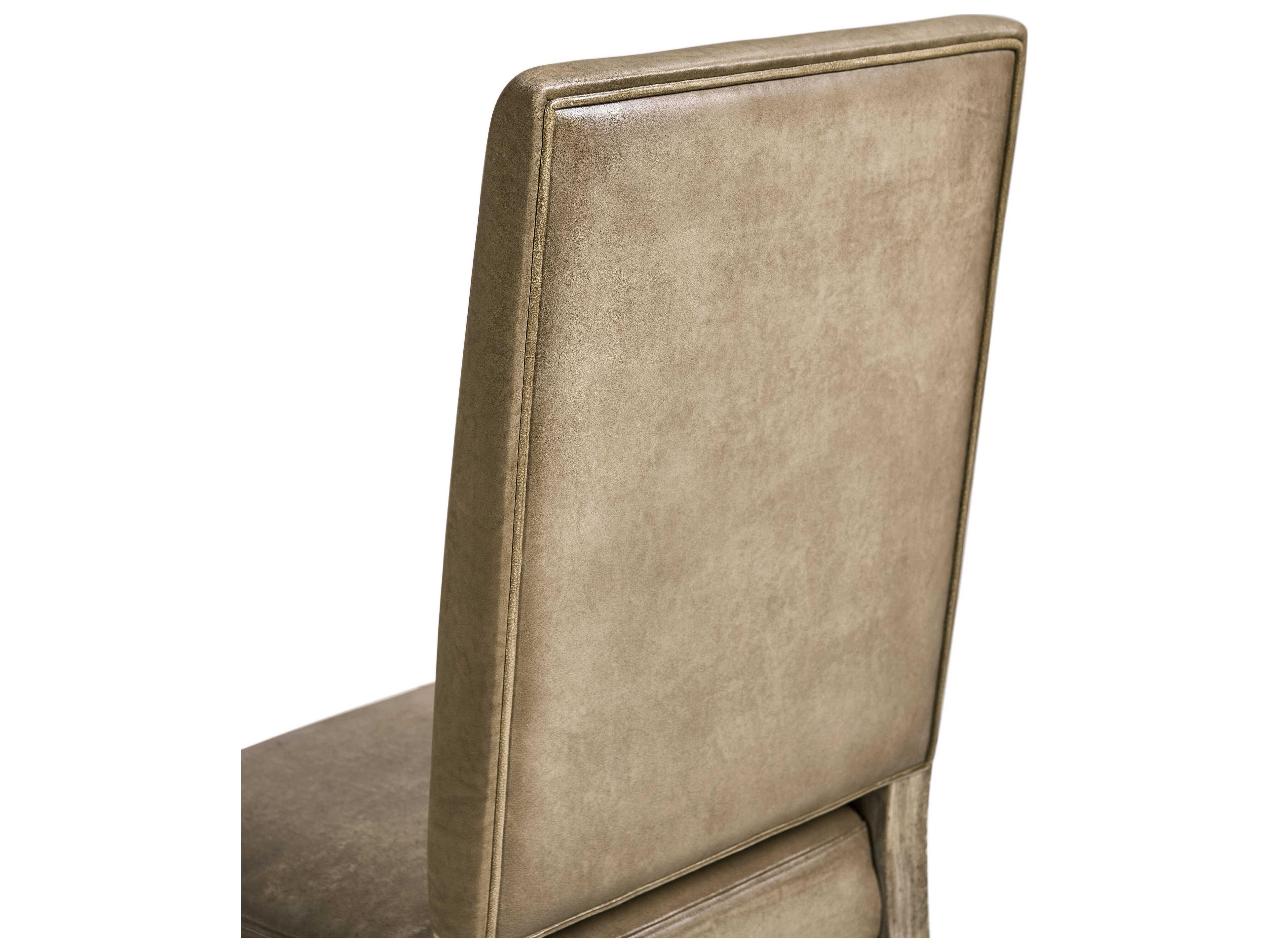 Jonathan Charles Sagehill Oak Wood Gray Leather Armless Dining Chair