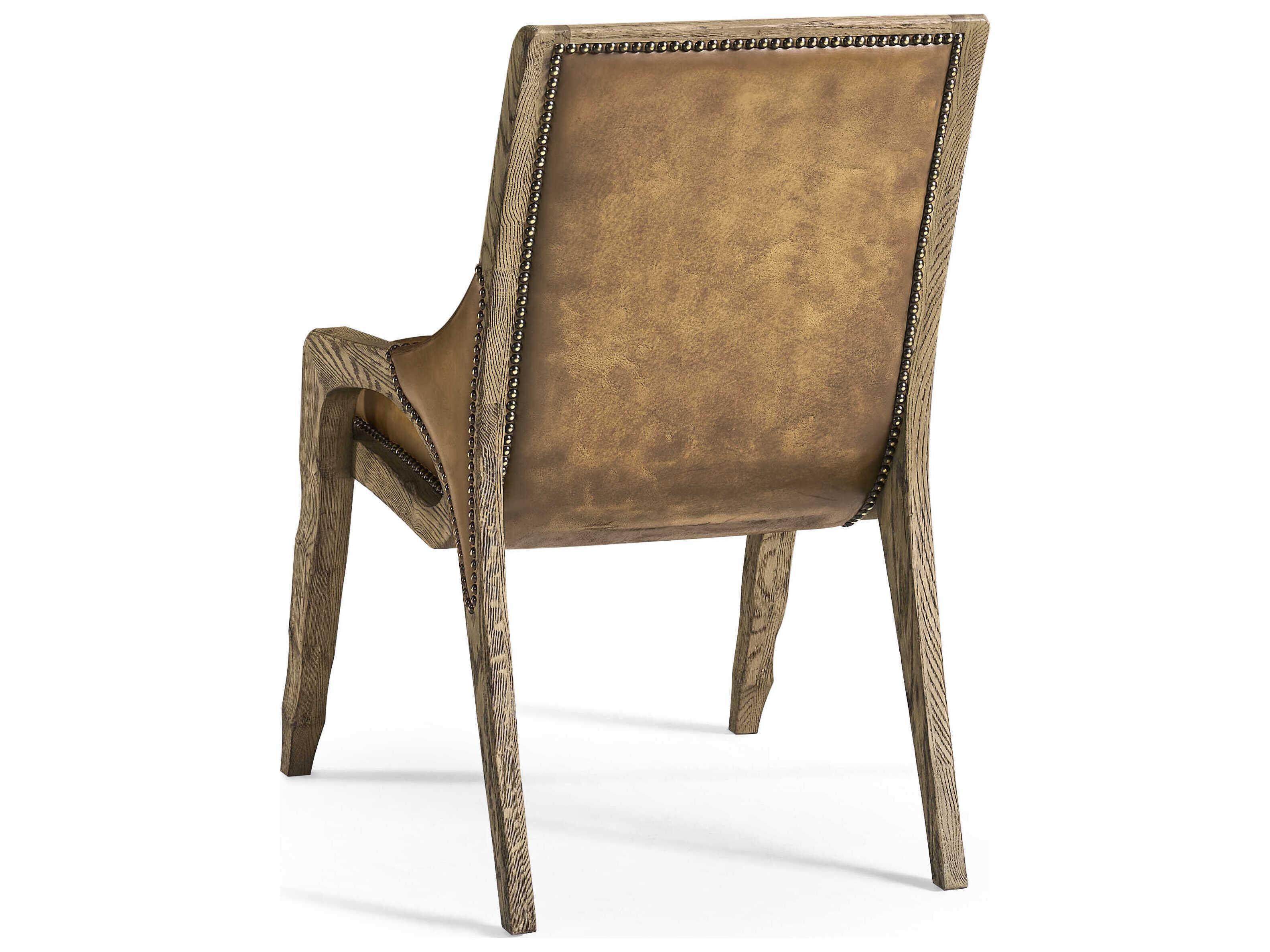 Jonathan Charles Echo Canyon Oak Wood Brown Leather Armless Dining Chair