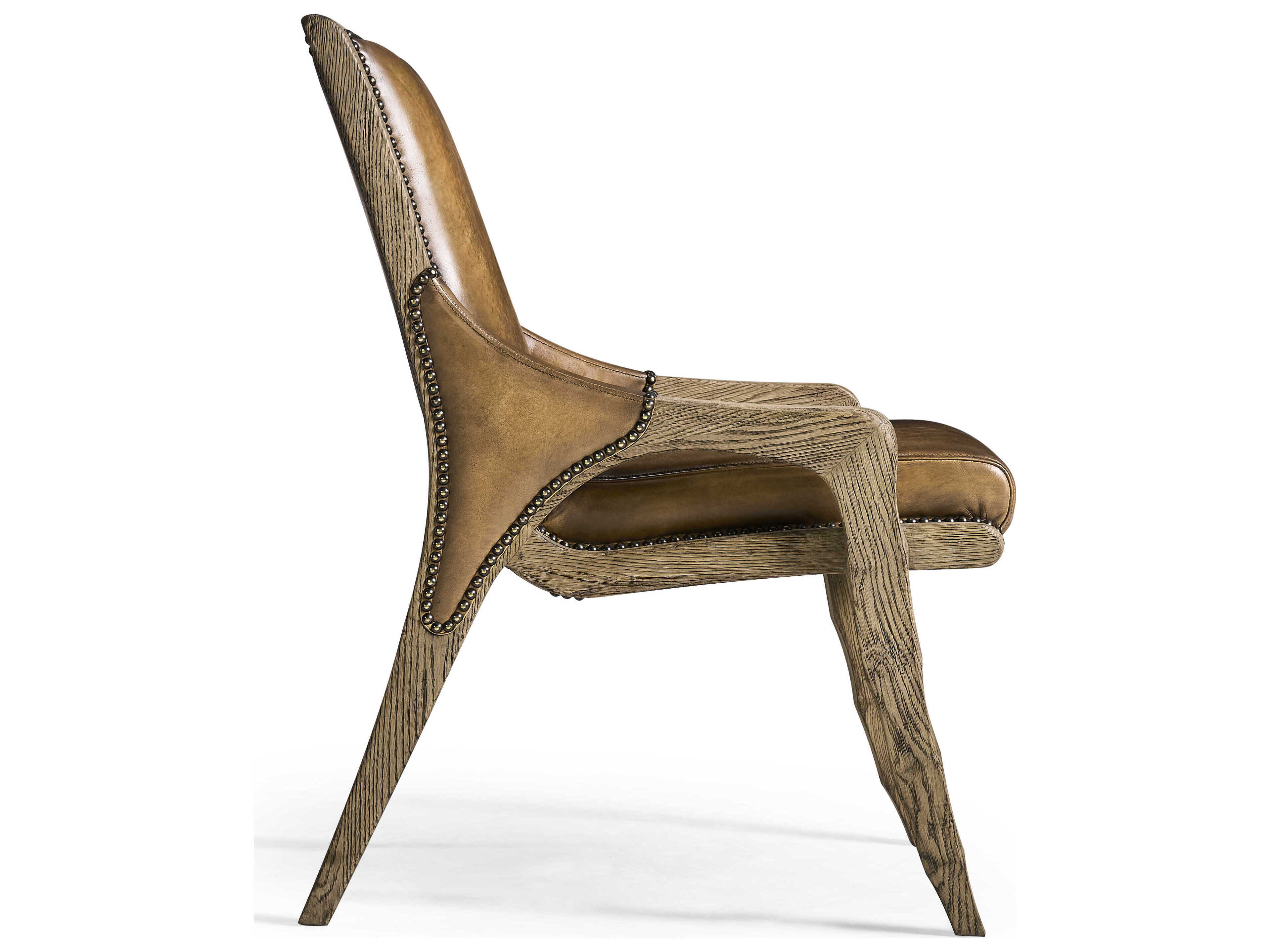 Jonathan Charles Echo Canyon Oak Wood Brown Leather Armless Dining Chair