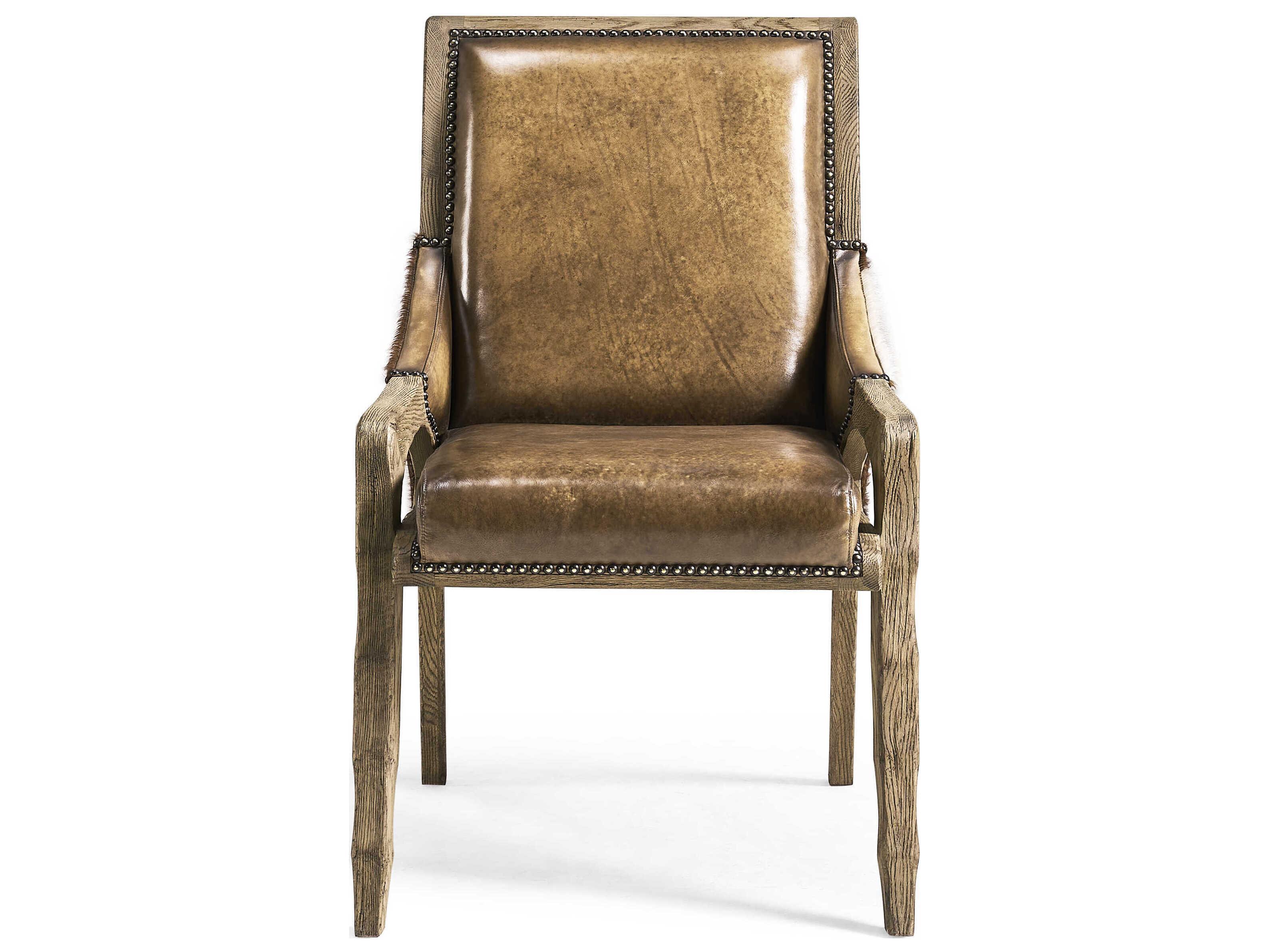 Jonathan Charles Echo Canyon Oak Wood Brown Leather Armless Dining Chair