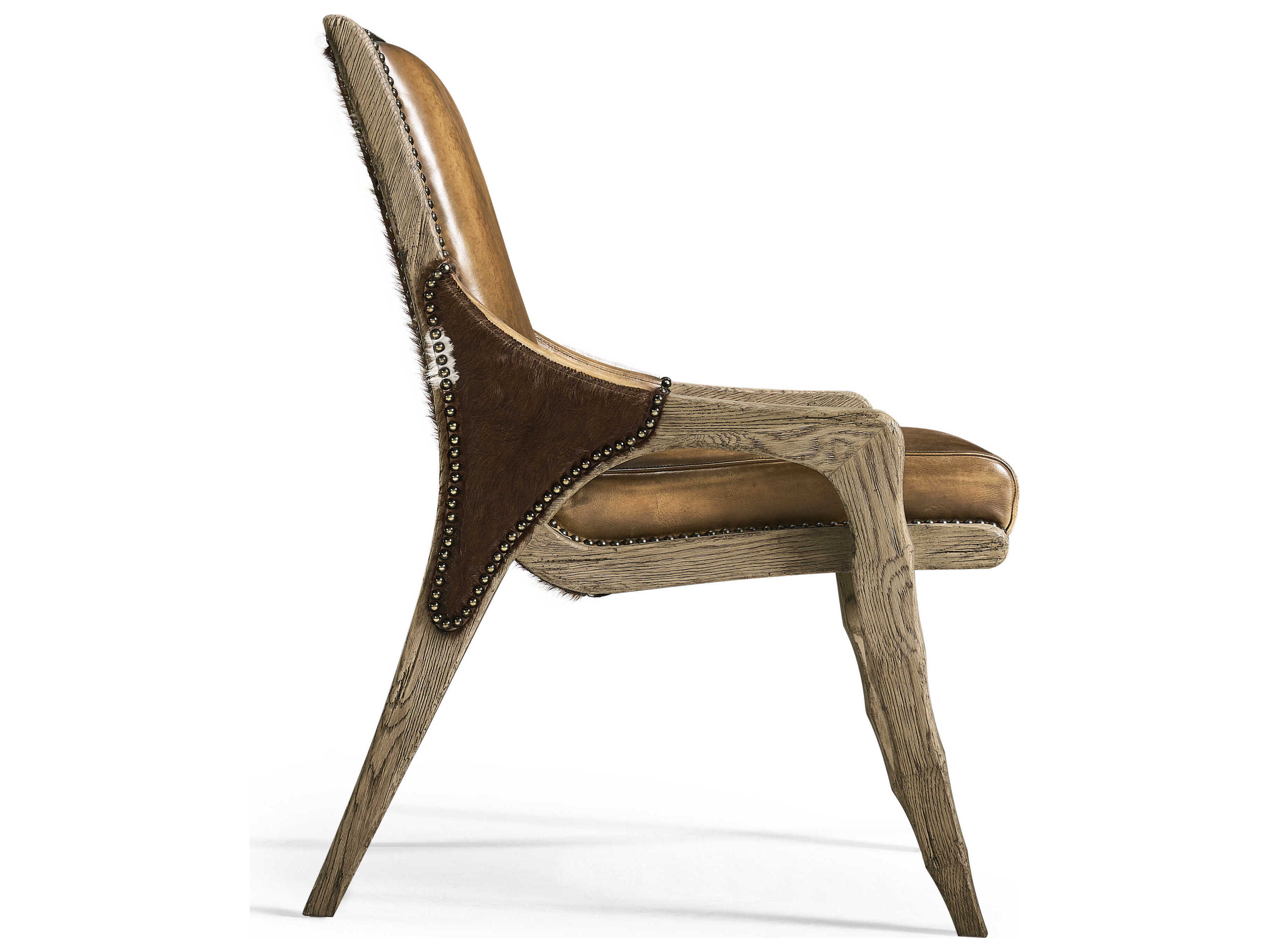 Jonathan Charles Echo Canyon Oak Wood Brown Leather Armless Dining Chair