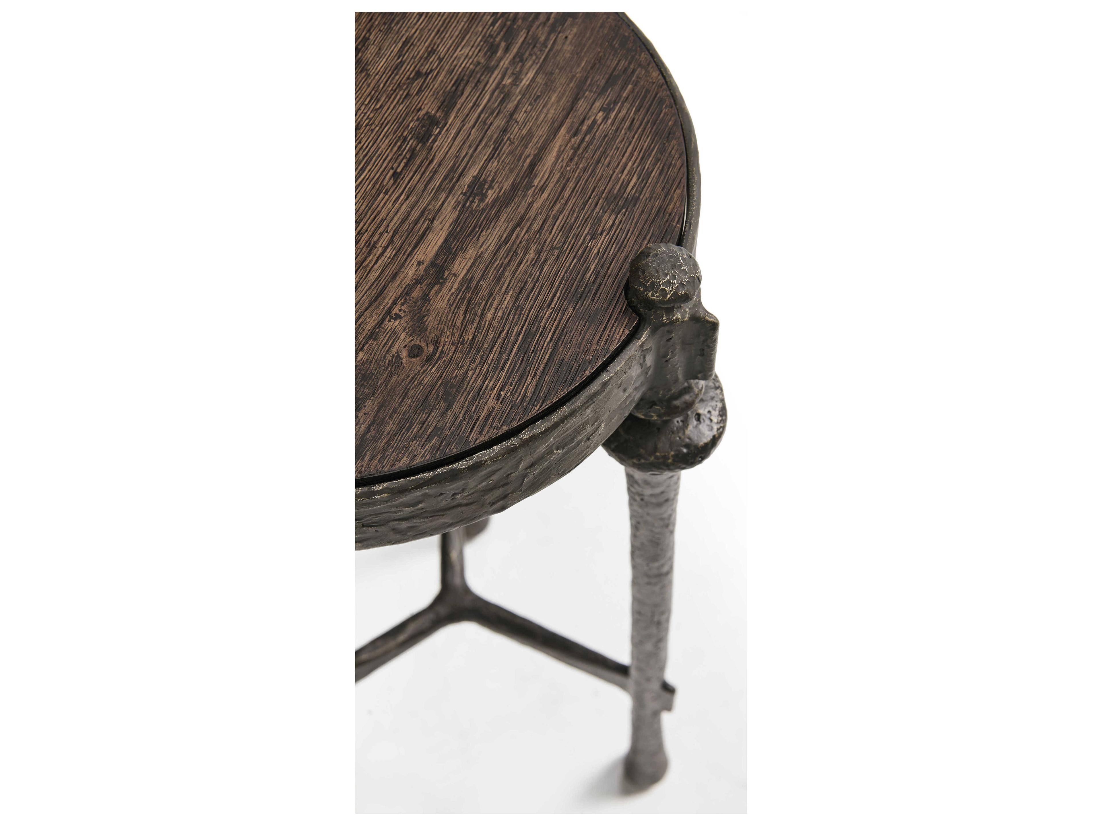 Jonathan Charles Caldera Round Wood Black Oak End Table