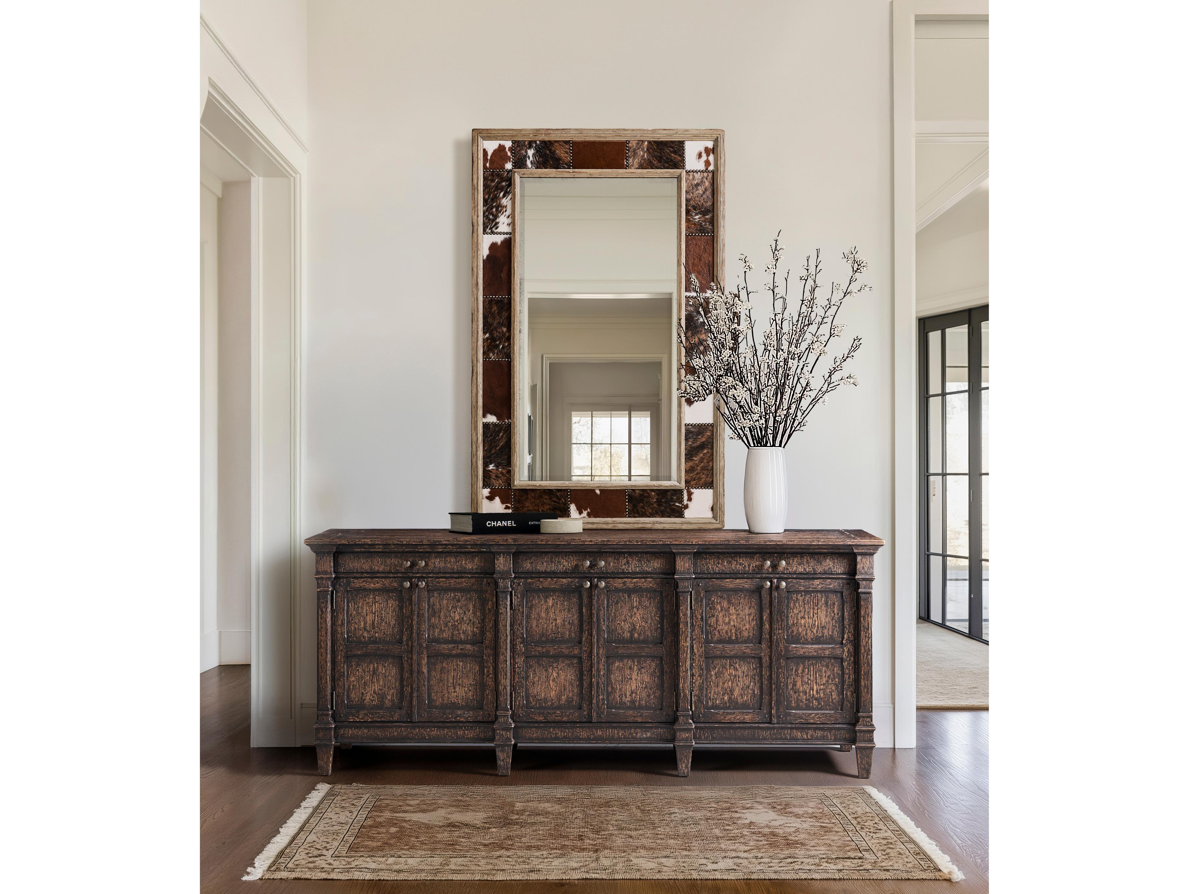 Jonathan Charles Caldera 92" Oak Wood Black Sideboard