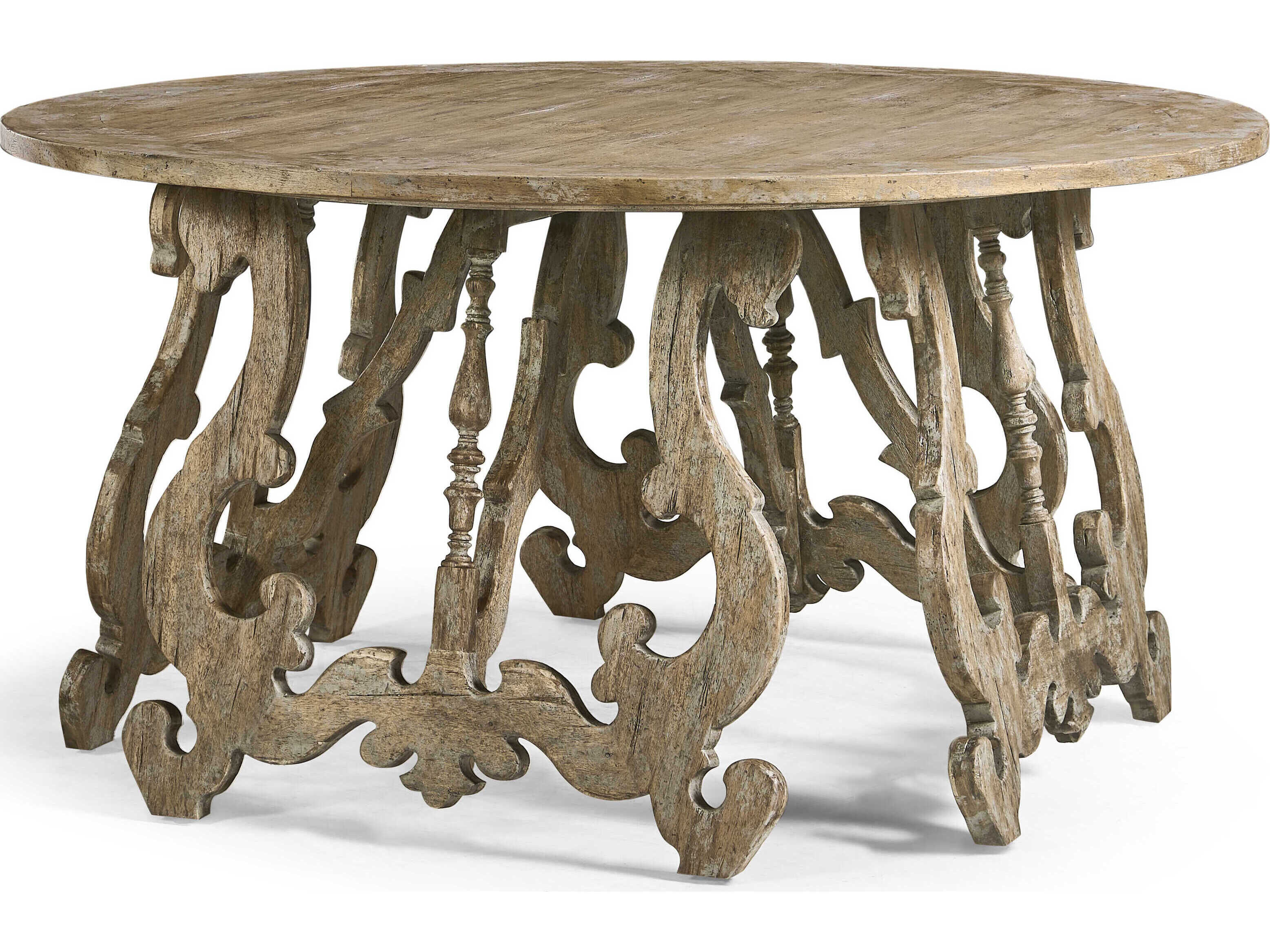 Jonathan Charles Caldera Round Wood Light Spain Painted Walnut Coffee Table