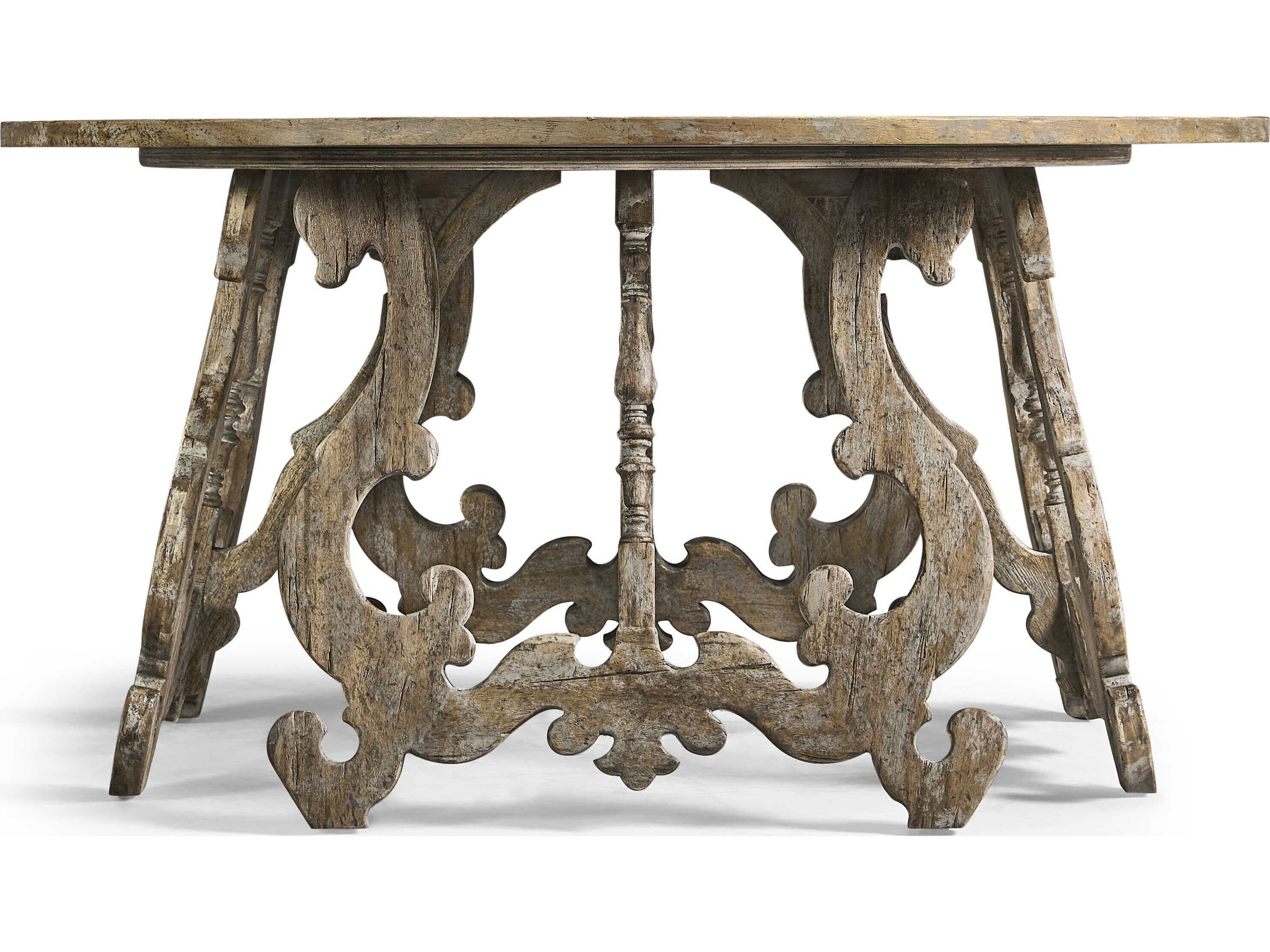 Jonathan Charles Caldera Round Wood Light Spain Painted Walnut Coffee Table