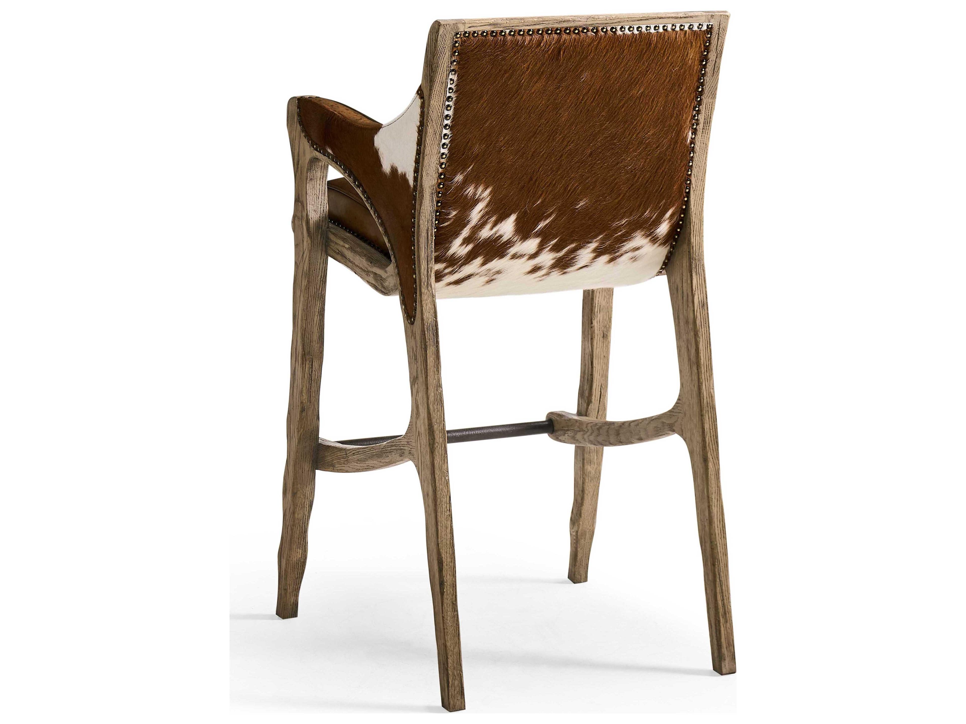 Jonathan Charles Echo Canyon Faded Oak Leather Wood Bar Stool