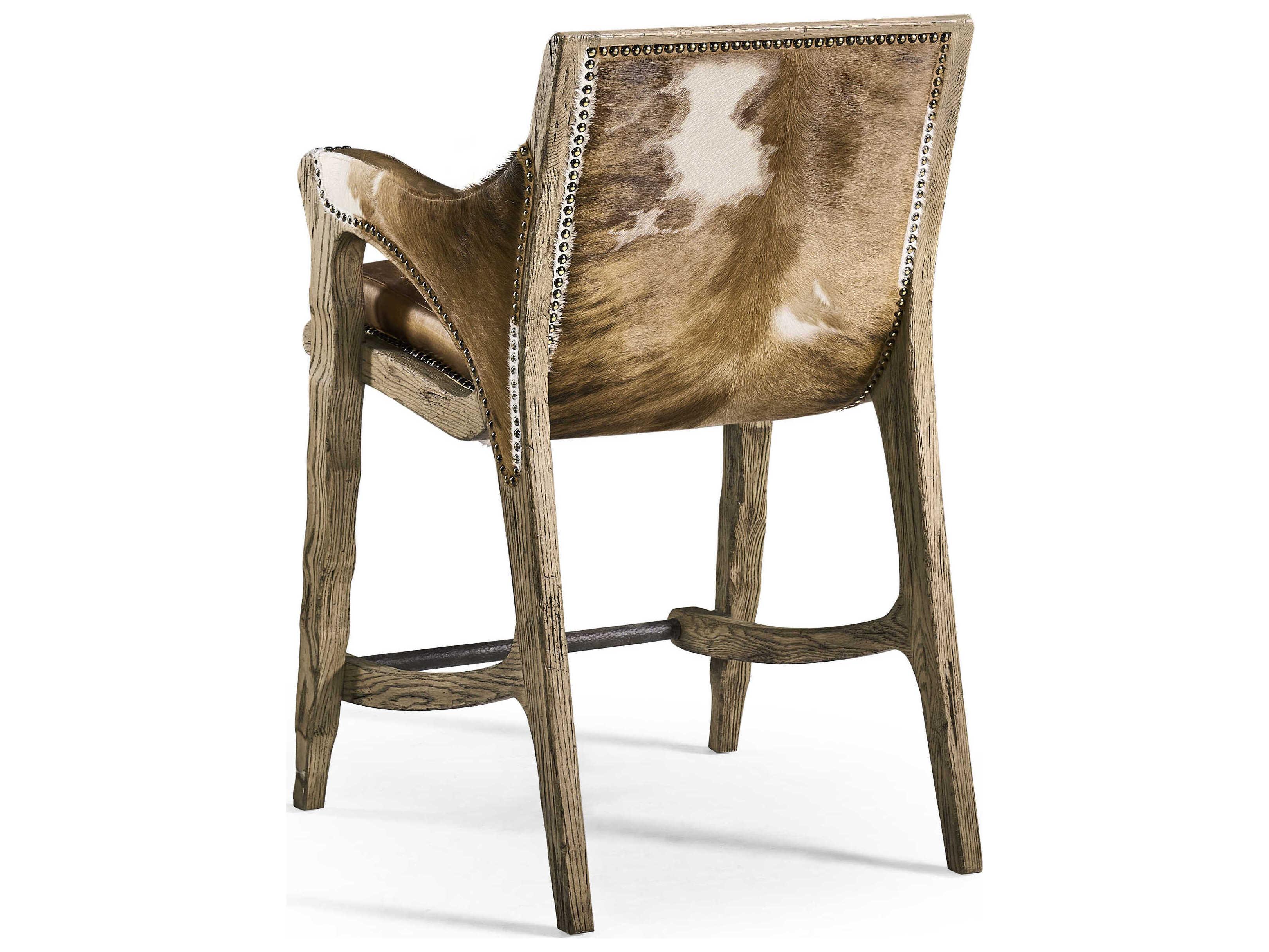 Jonathan Charles Echo Canyon Faded Oak Leather Wood Counter Stool