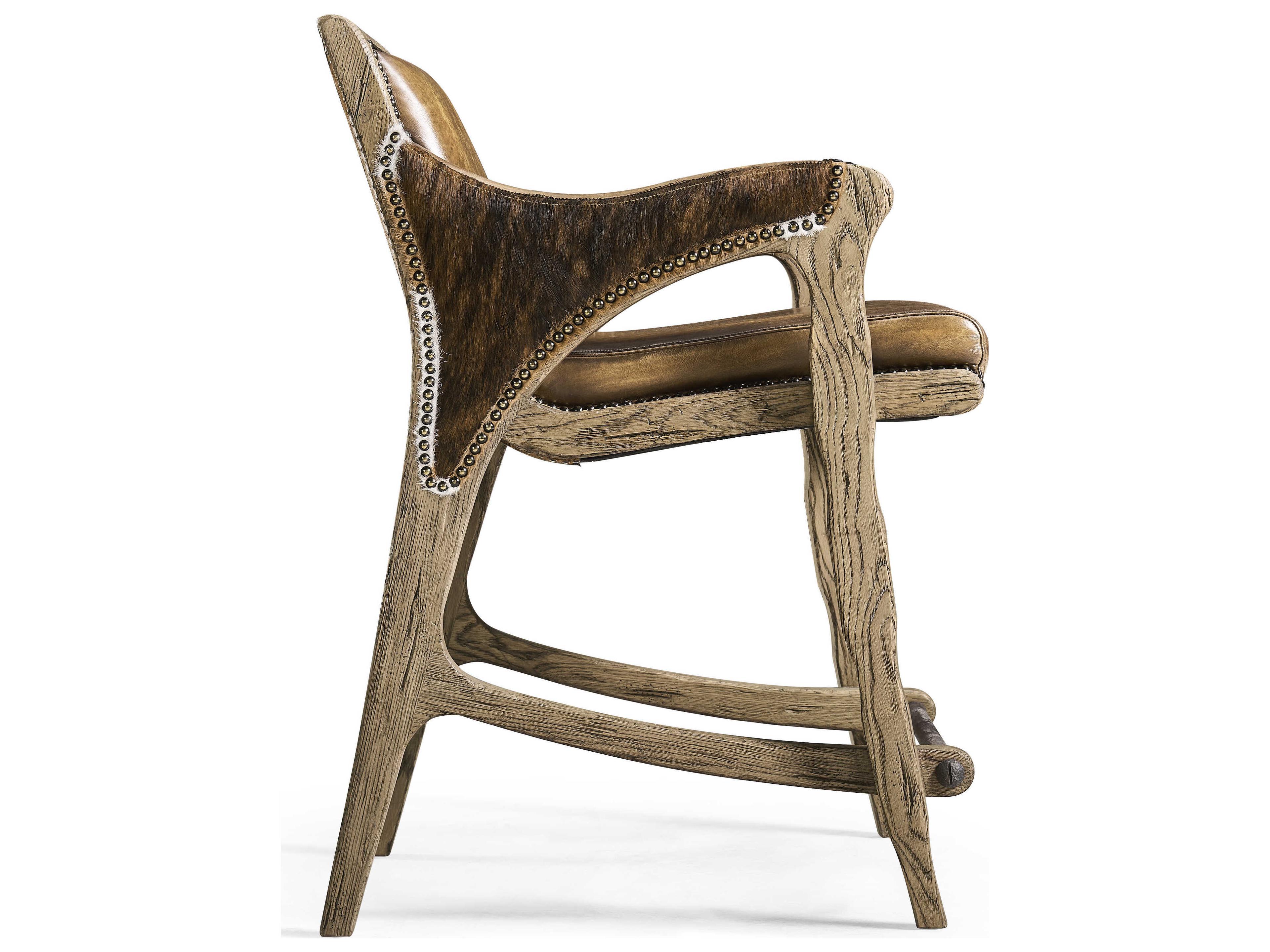 Jonathan Charles Echo Canyon Faded Oak Leather Wood Counter Stool