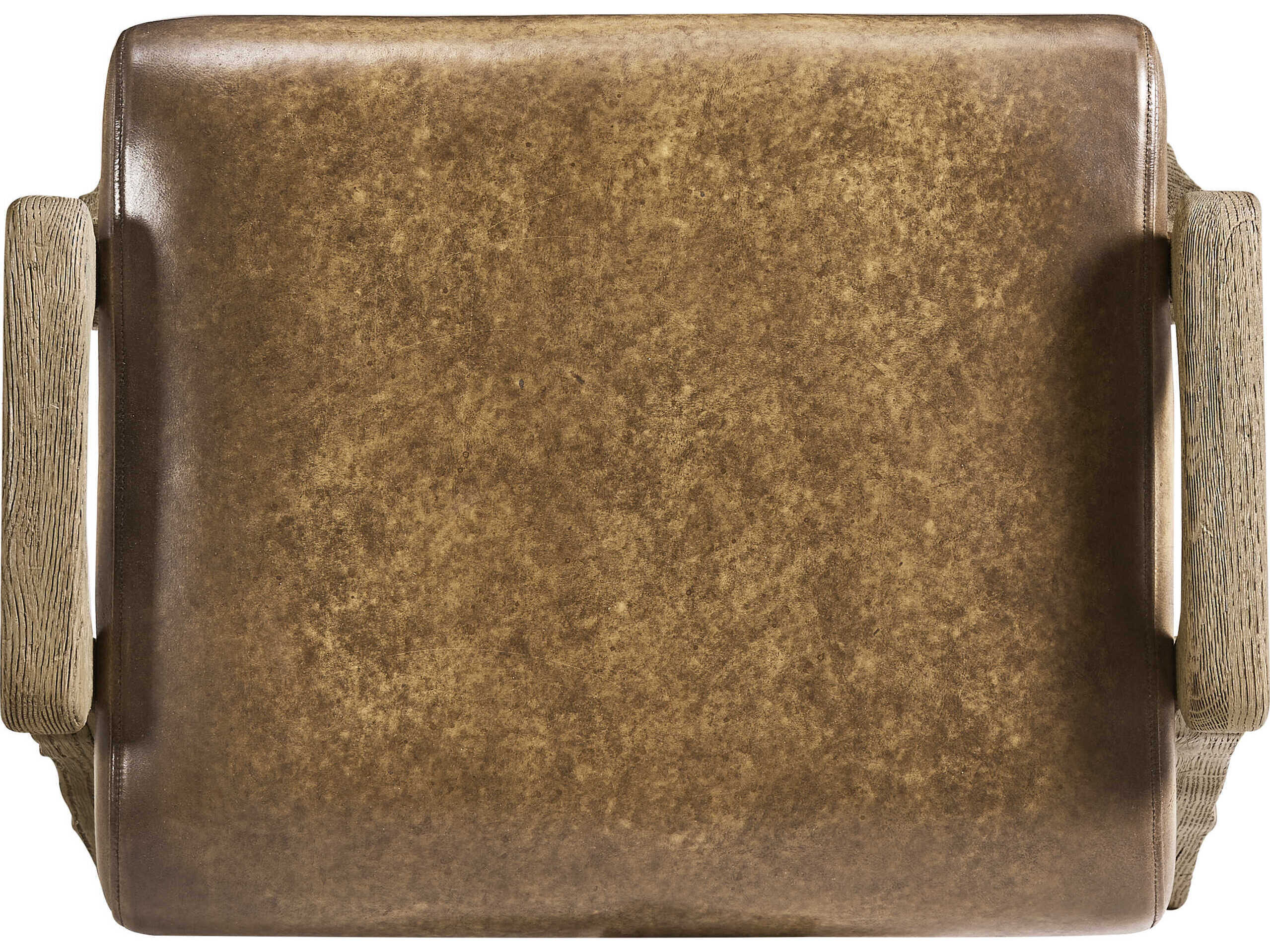 Jonathan Charles Echo Canyon Faded Oak Brown Leather Ottoman