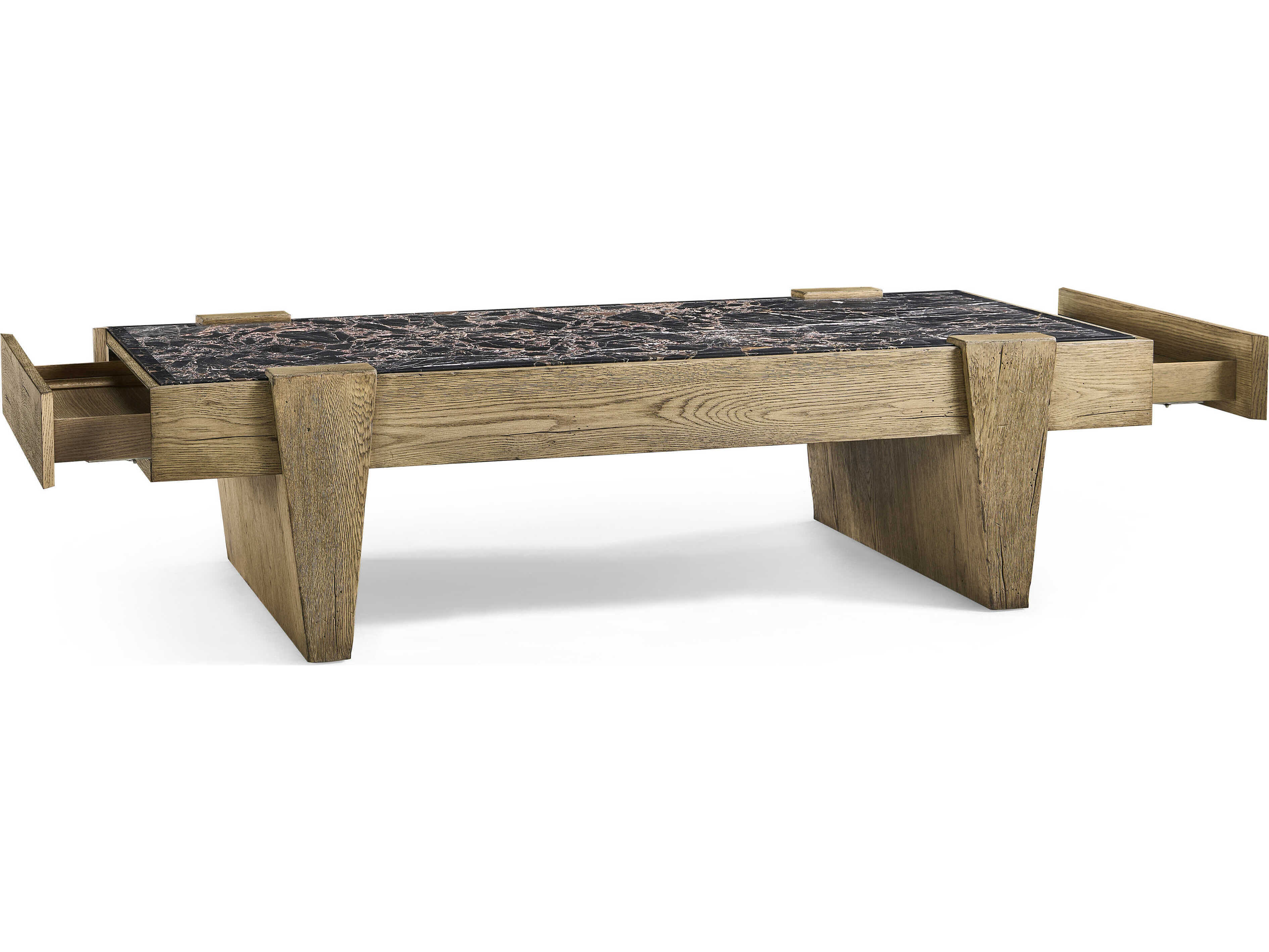 Jonathan Charles Echo Canyon Rectangular Marble Faded Oak Coffee Table