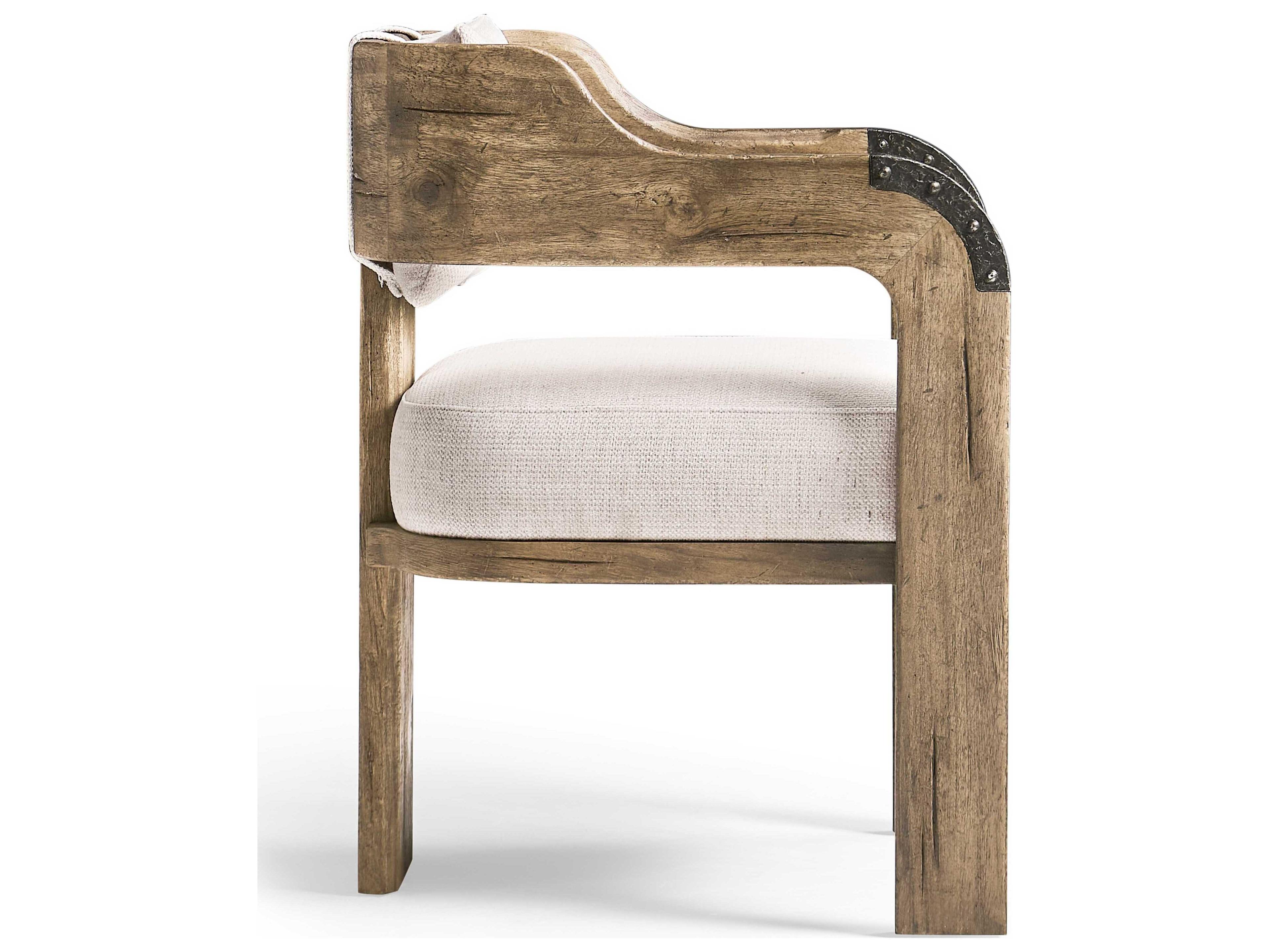 Jonathan Charles Stone Ridge Acacia Wood Beige Upholstered Arm Dining Chair