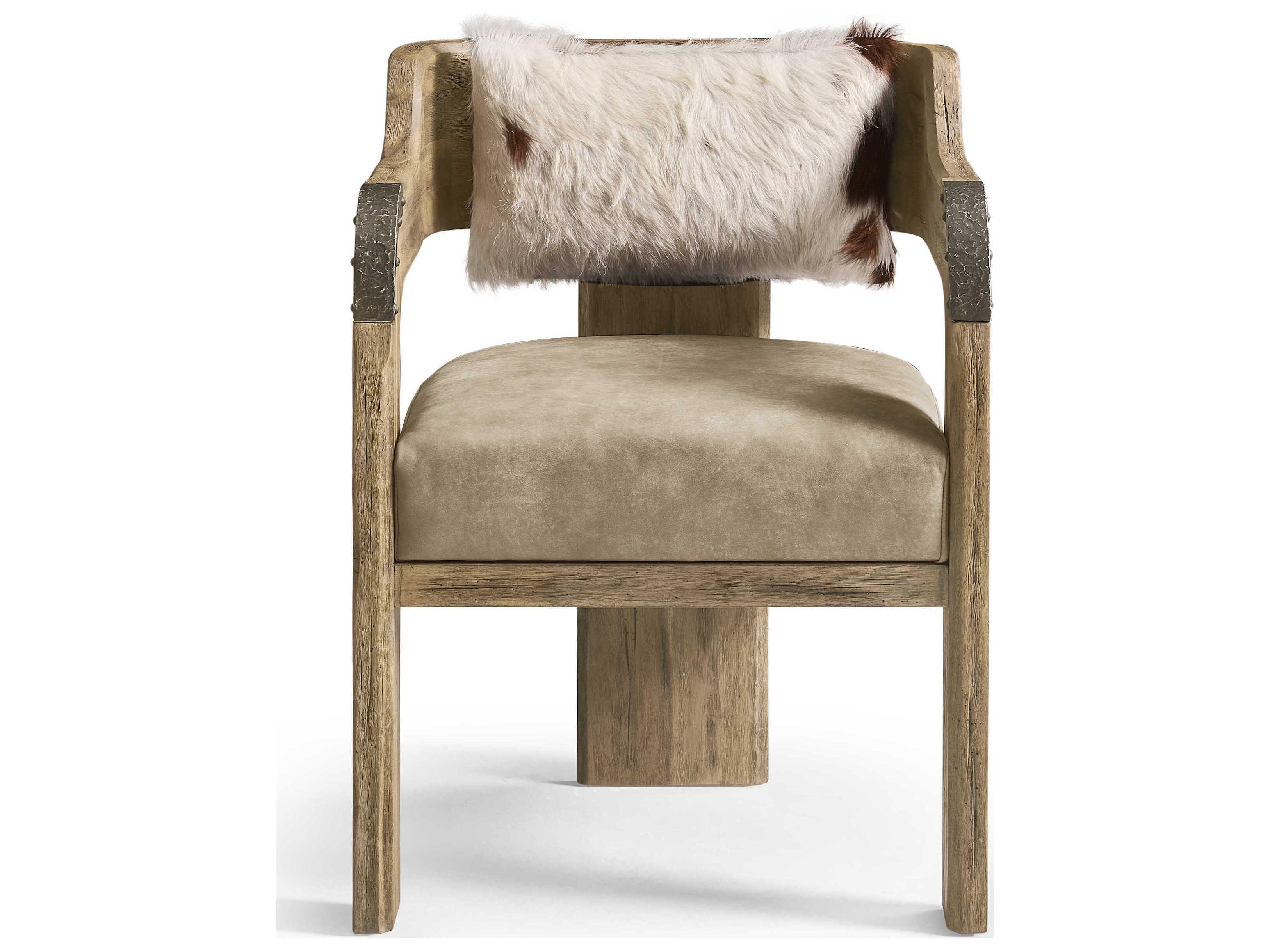 Jonathan Charles Stone Ridge Acacia Wood Brown Leather Arm Dining Chair