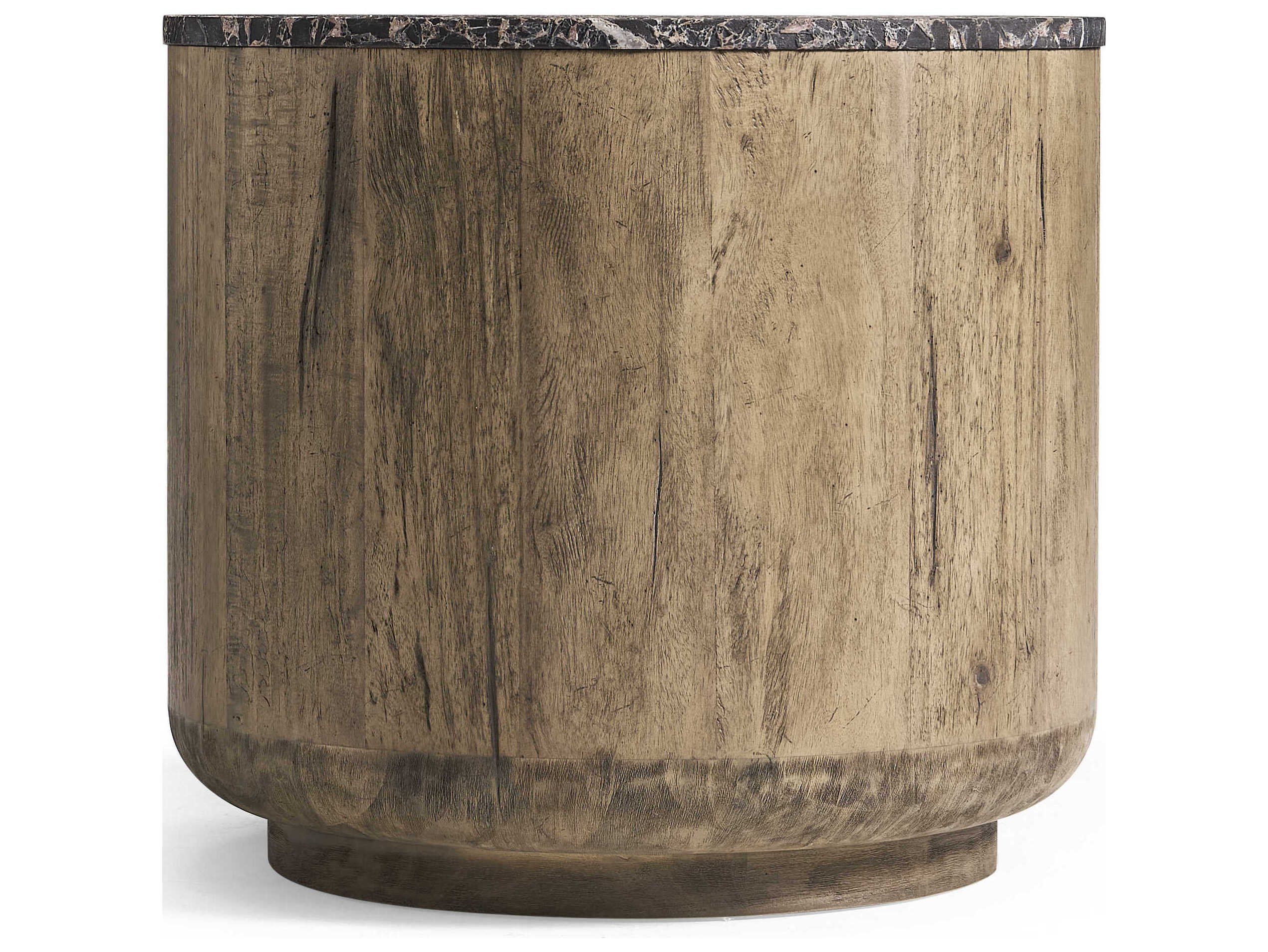 Jonathan Charles Stone Ridge Round Marble Tully Light Acacia End Table