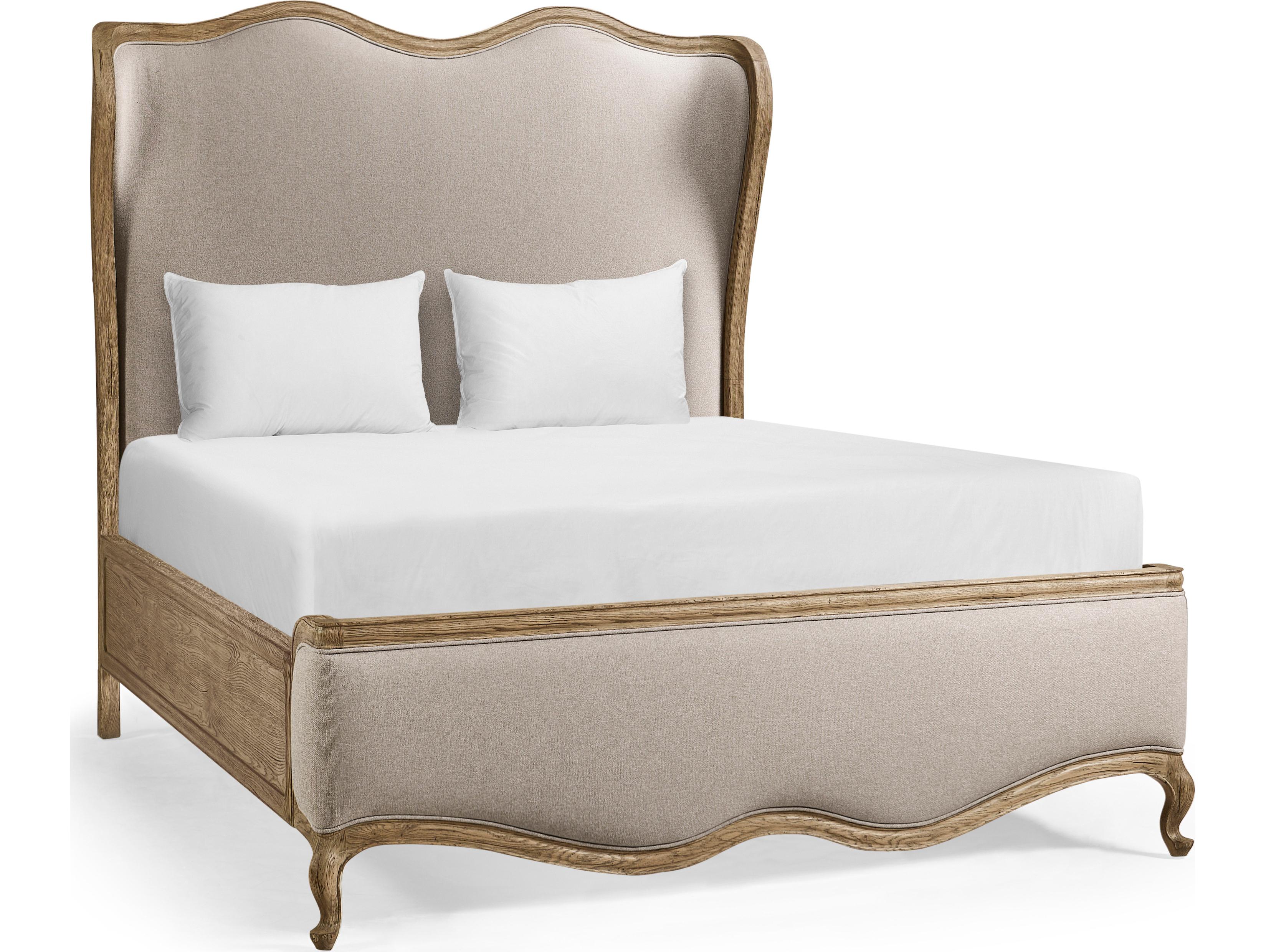 Jonathan Charles Echo Canyon Faded Oak Beige Wood Upholstered Queen Panel Bed