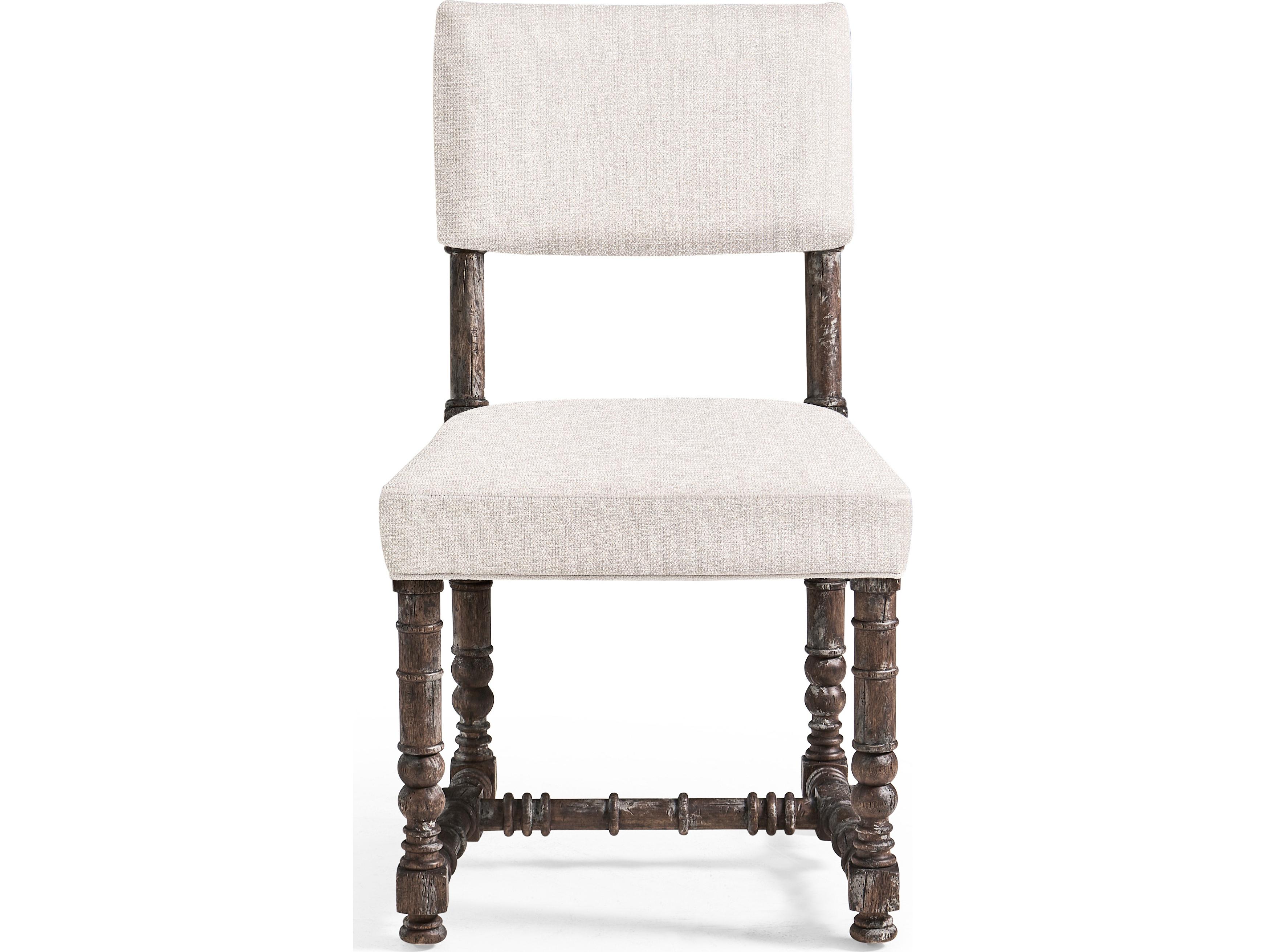 Jonathan Charles Caldera Acacia Wood White Upholstered Armless Dining Chair