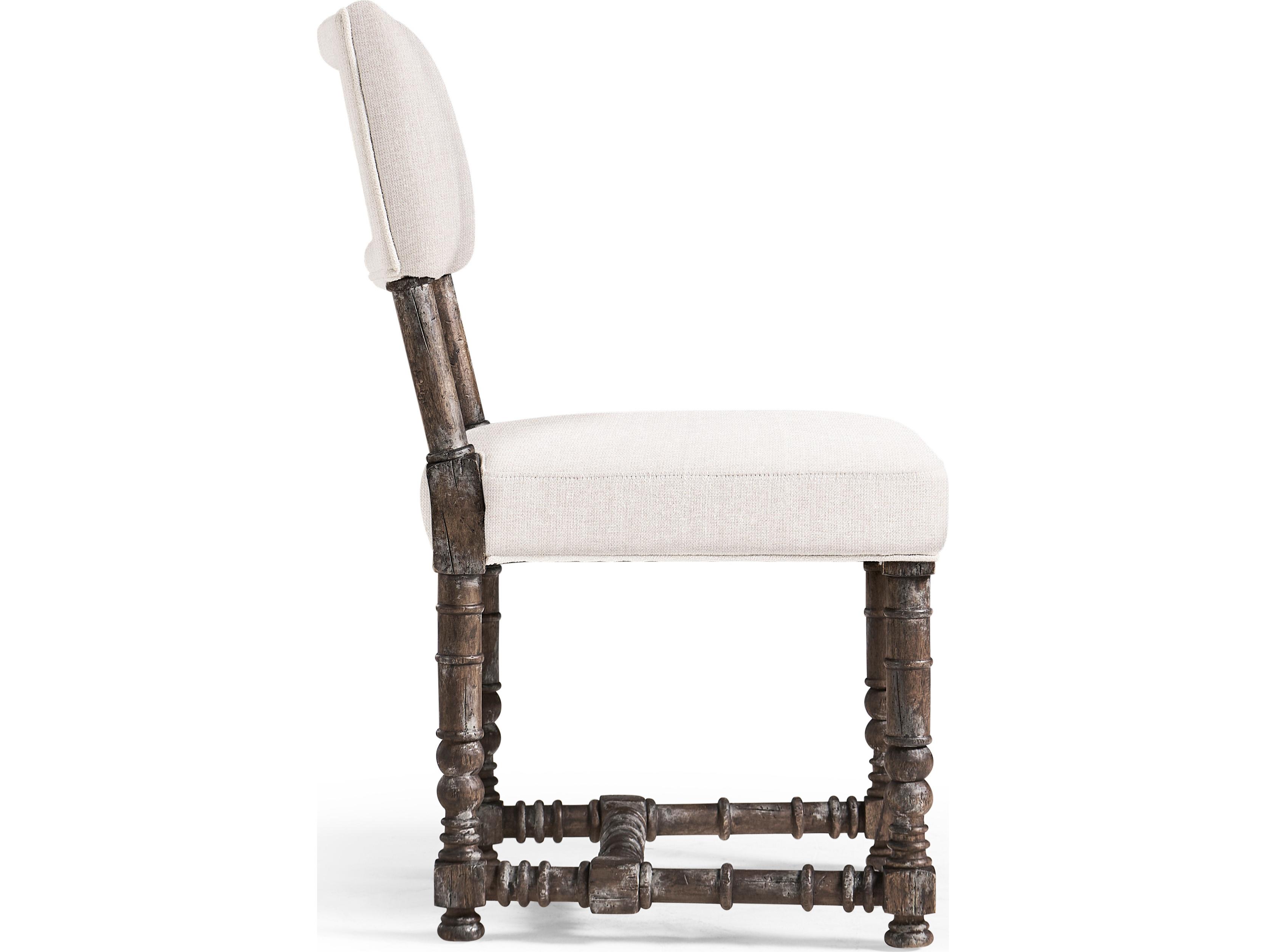 Jonathan Charles Caldera Acacia Wood White Upholstered Armless Dining Chair