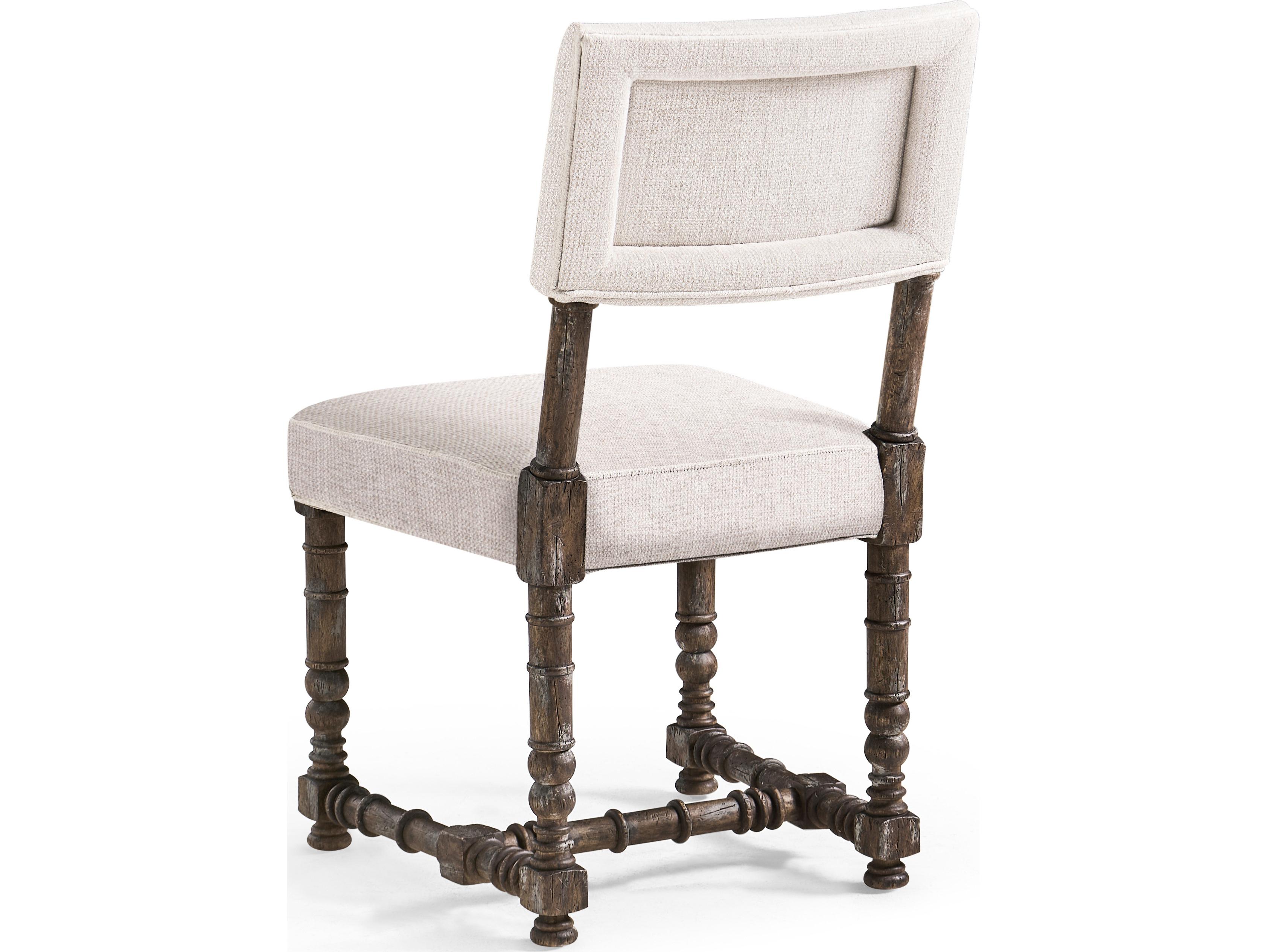 Jonathan Charles Caldera Acacia Wood White Upholstered Armless Dining Chair