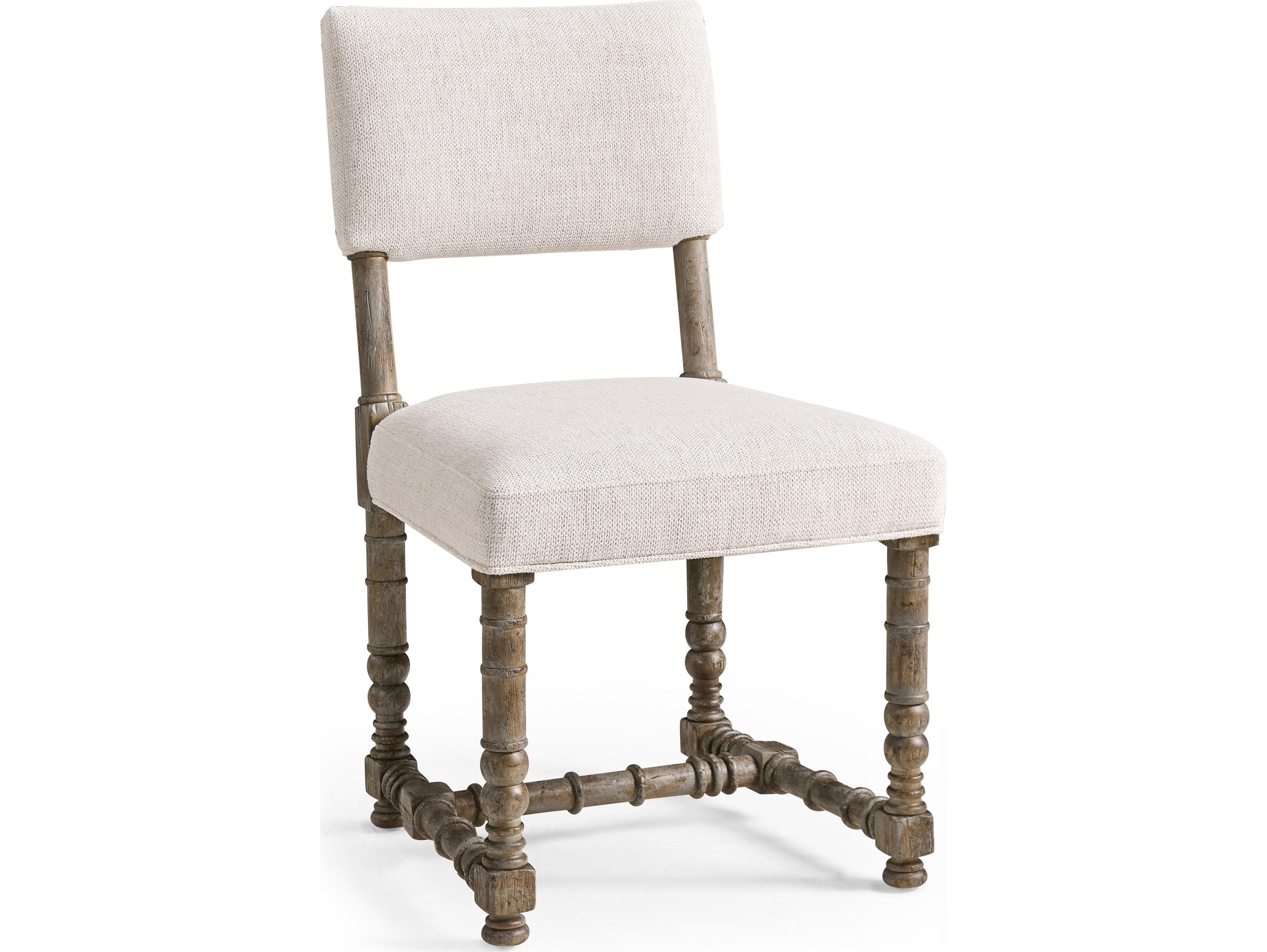 Jonathan Charles Caldera Acacia Wood White Upholstered Armless Dining Chair