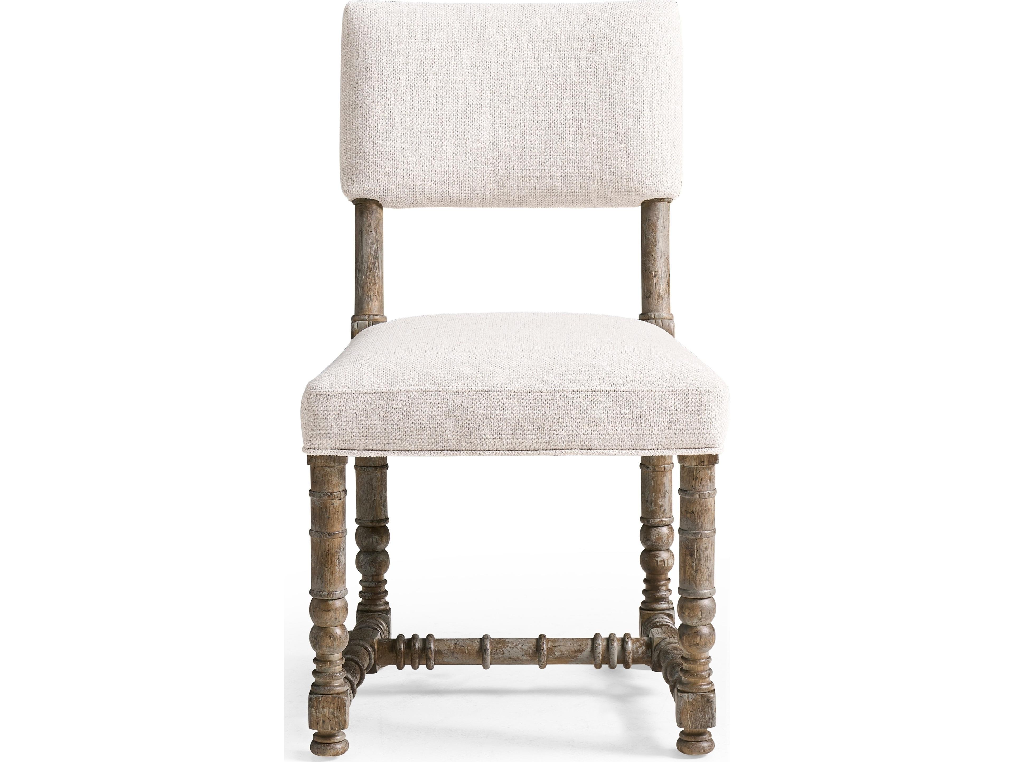 Jonathan Charles Caldera Acacia Wood White Upholstered Armless Dining Chair