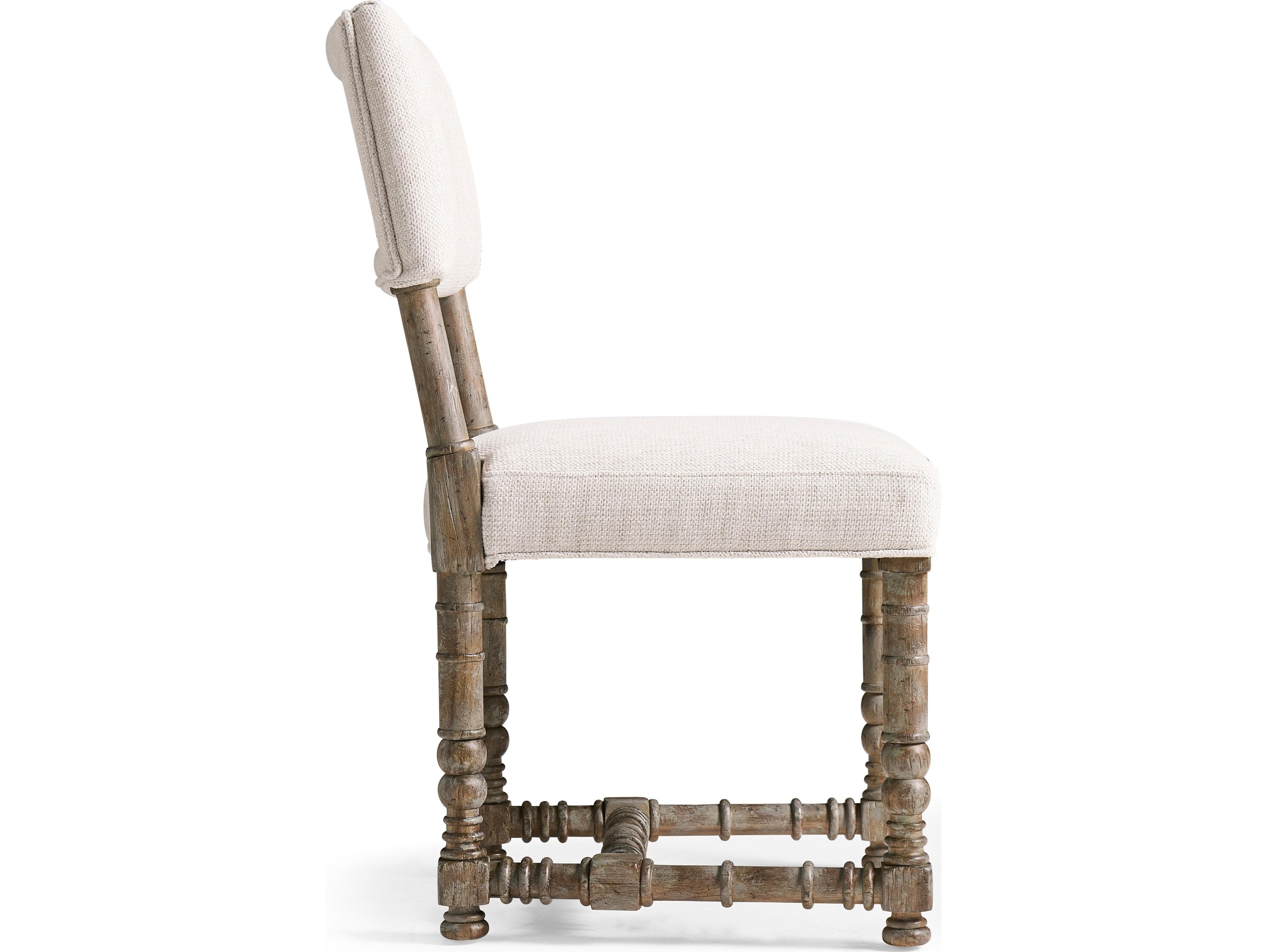 Jonathan Charles Caldera Acacia Wood White Upholstered Armless Dining Chair