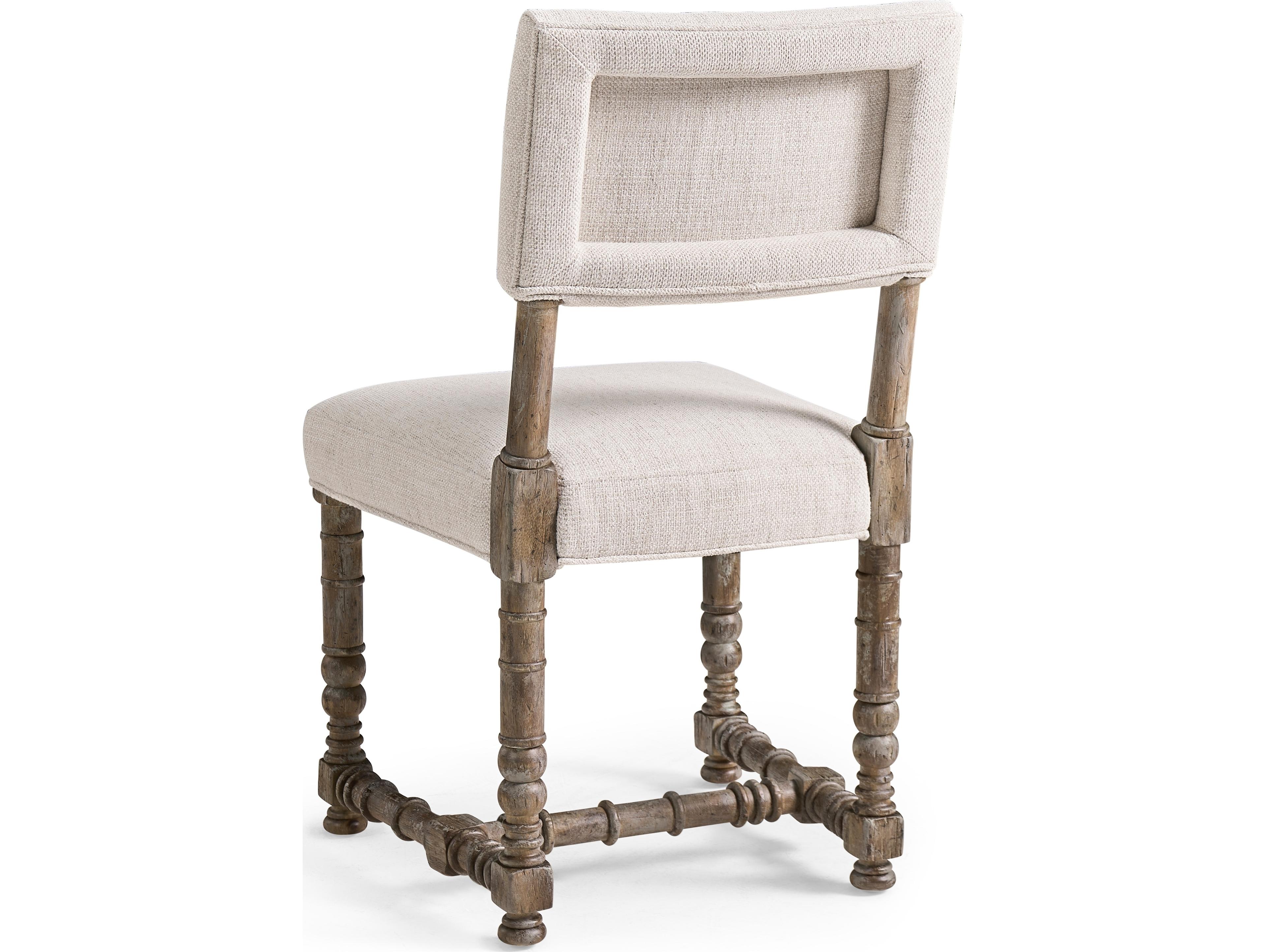 Jonathan Charles Caldera Acacia Wood White Upholstered Armless Dining Chair