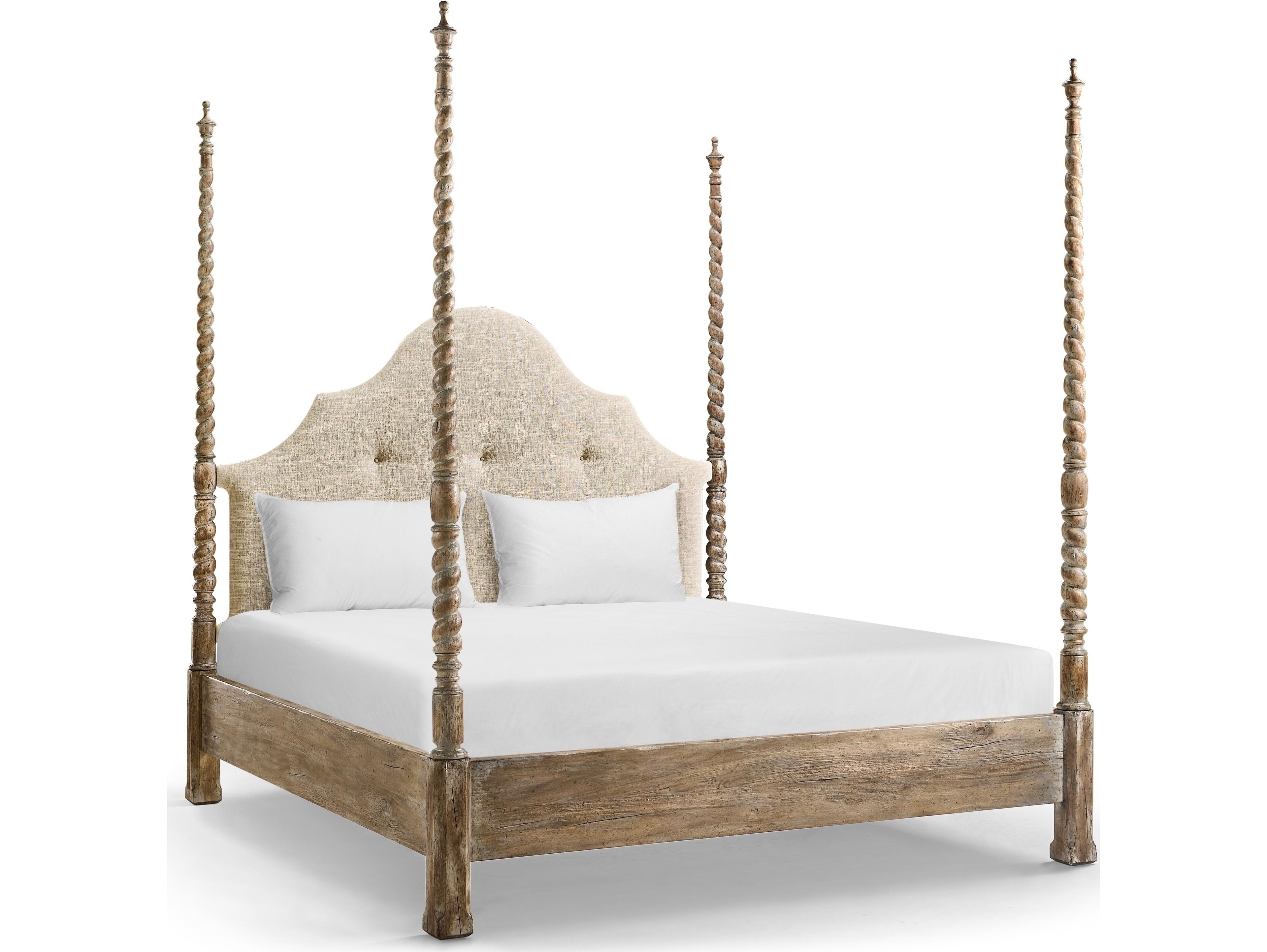 Jonathan Charles Caldera Light Spain Painted Walnut Brown Acacia Wood California King Four Poster Bed