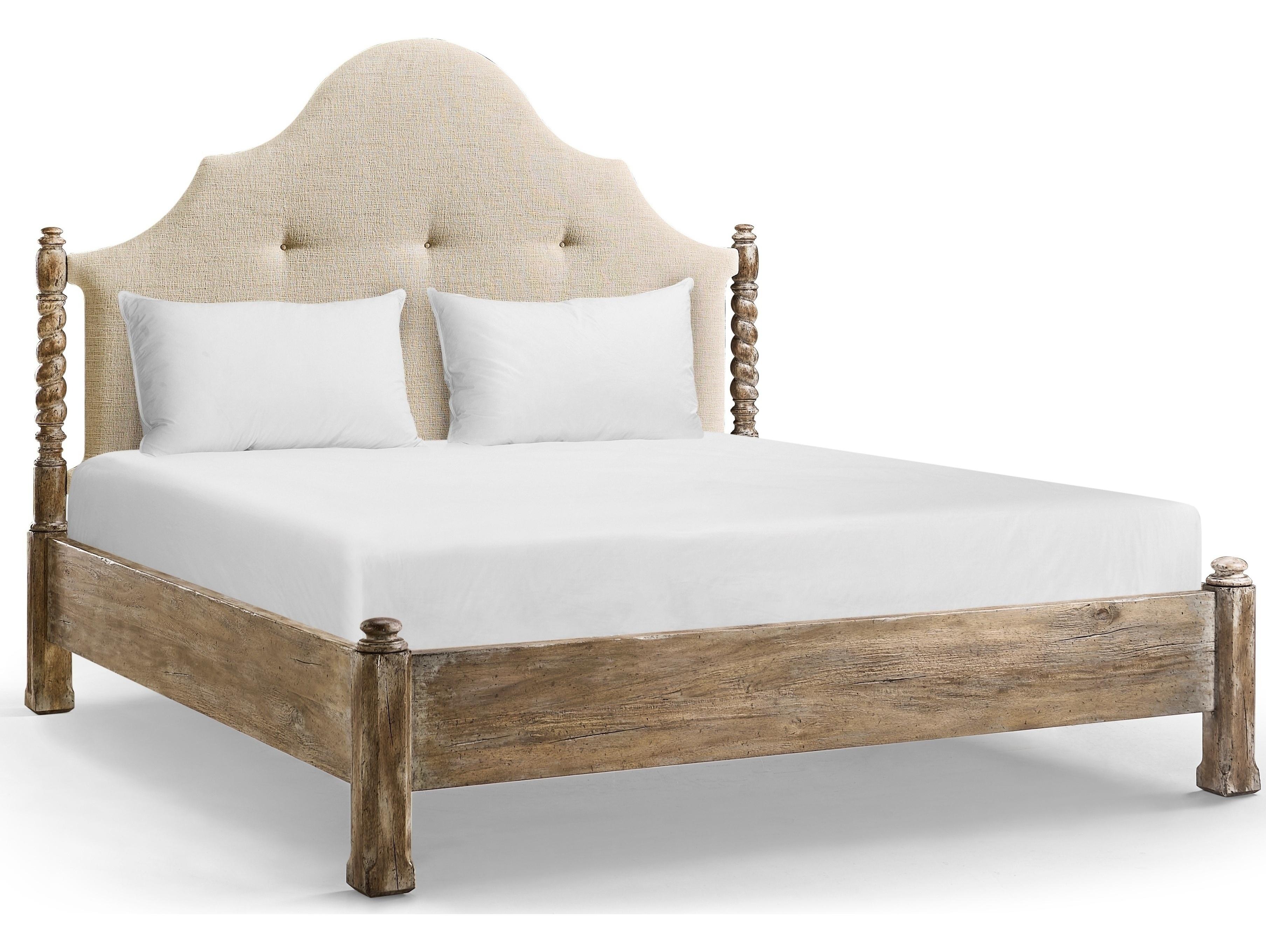 Jonathan Charles Caldera Light Spain Painted Walnut Brown Acacia Wood California King Four Poster Bed