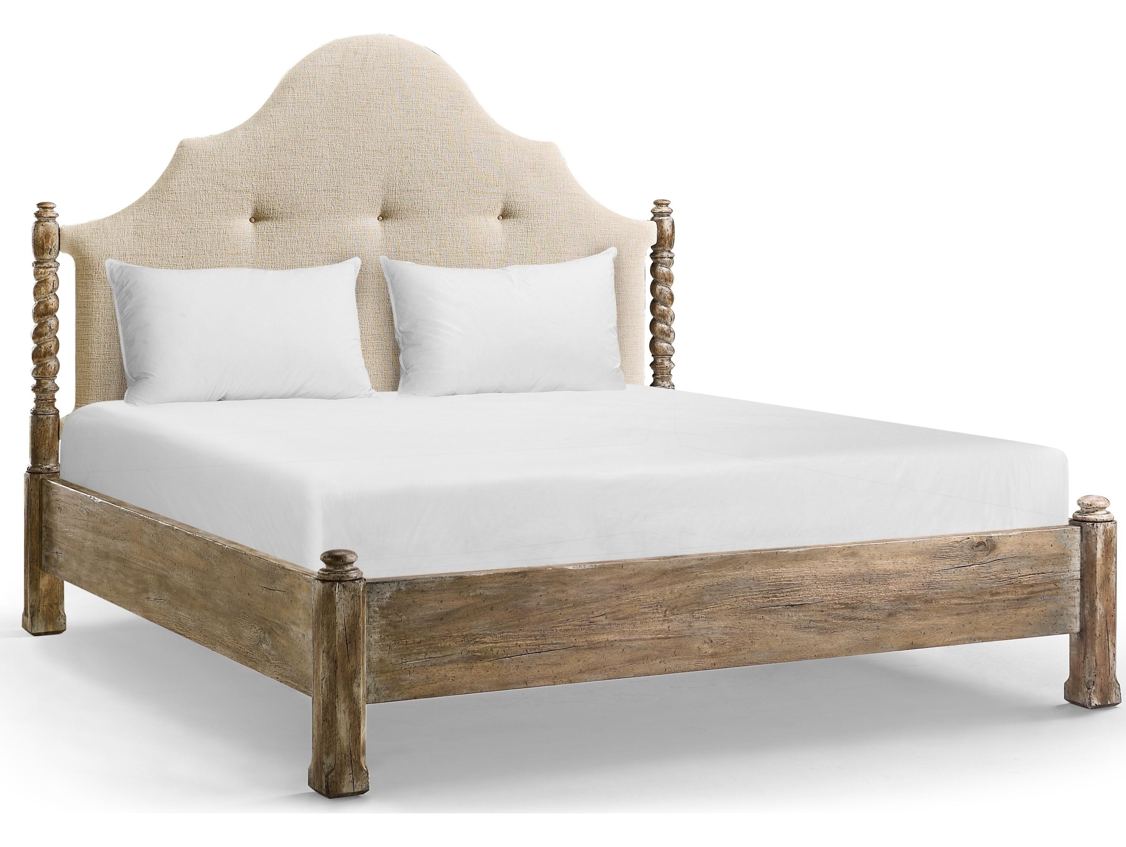 Jonathan Charles Caldera Light Spain Painted Walnut Brown Acacia Wood King Four Poster Bed