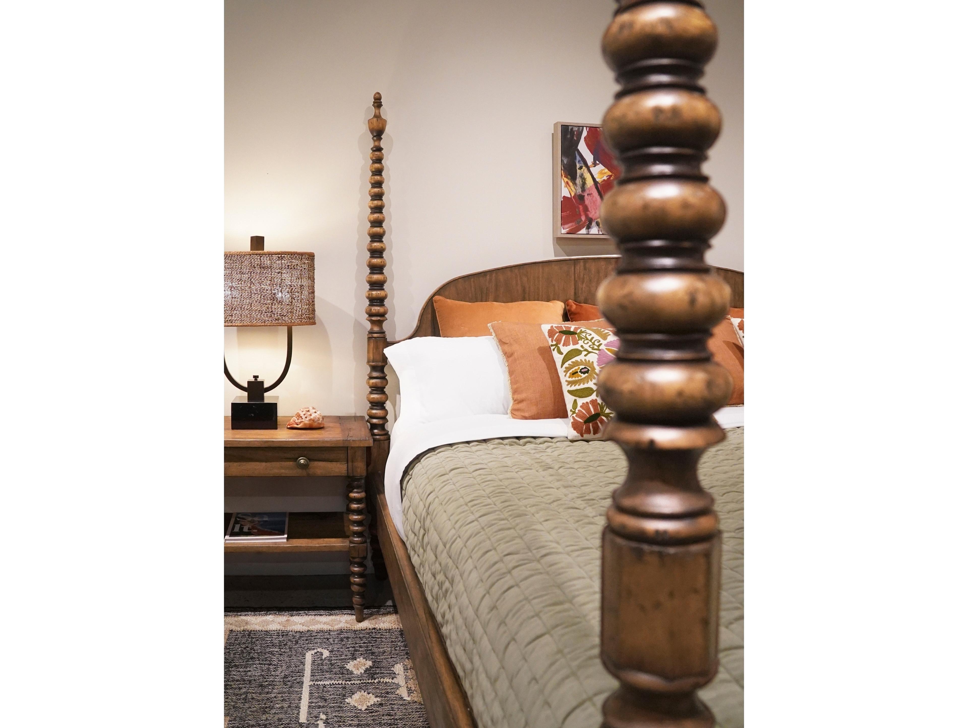 Jonathan Charles Tamarisk Spain Walnut Brown Acacia Wood California King Four Poster Bed