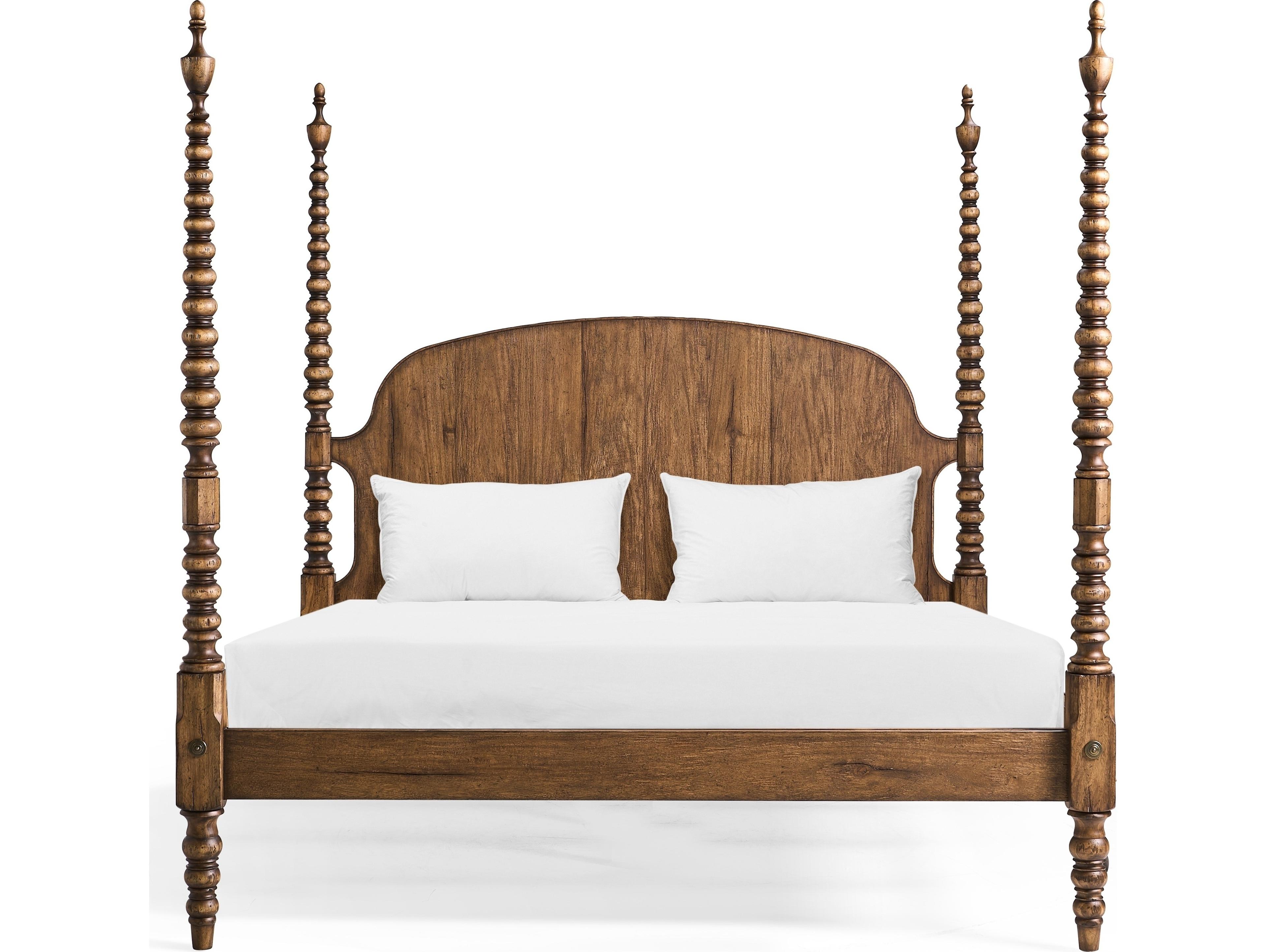 Jonathan Charles Tamarisk Spain Walnut Brown Acacia Wood King Four Poster Bed
