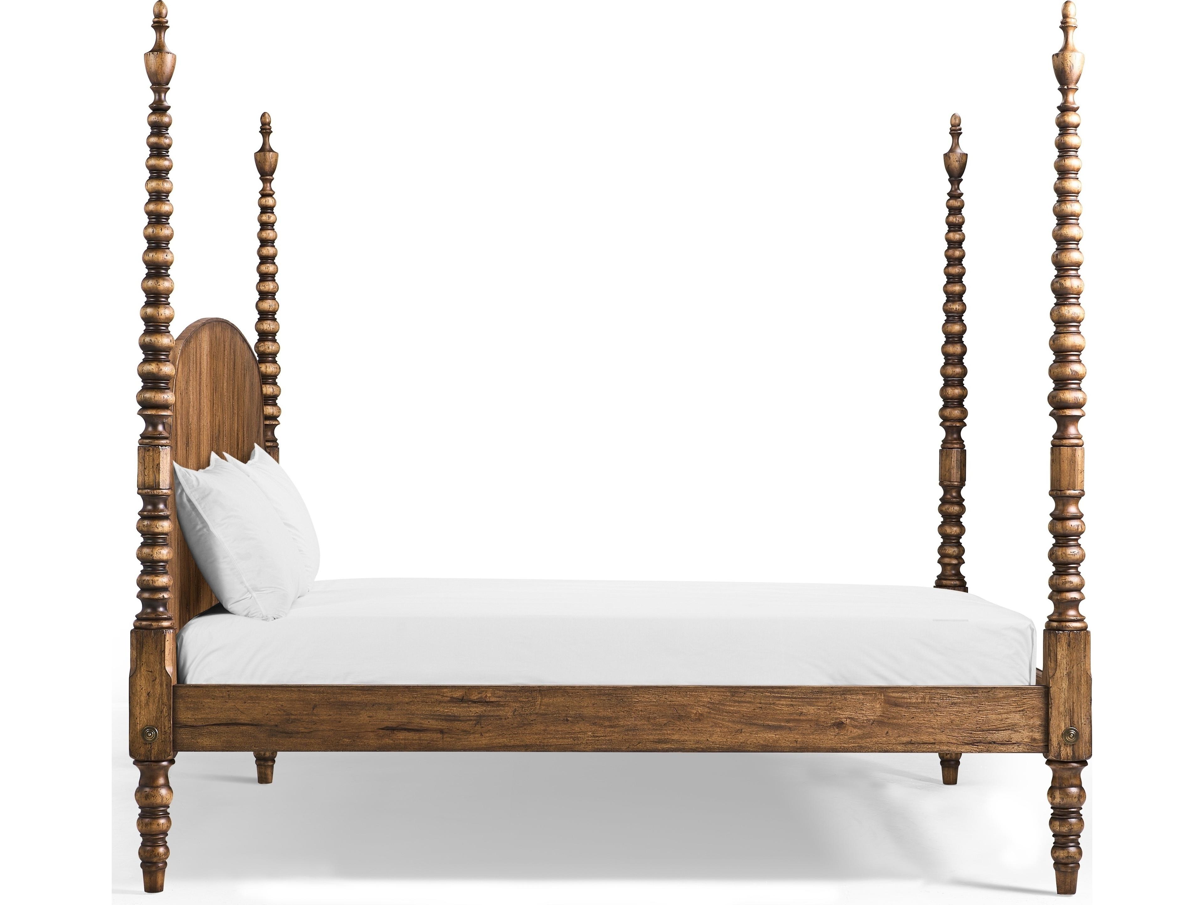 Jonathan Charles Tamarisk Spain Walnut Brown Acacia Wood King Four Poster Bed
