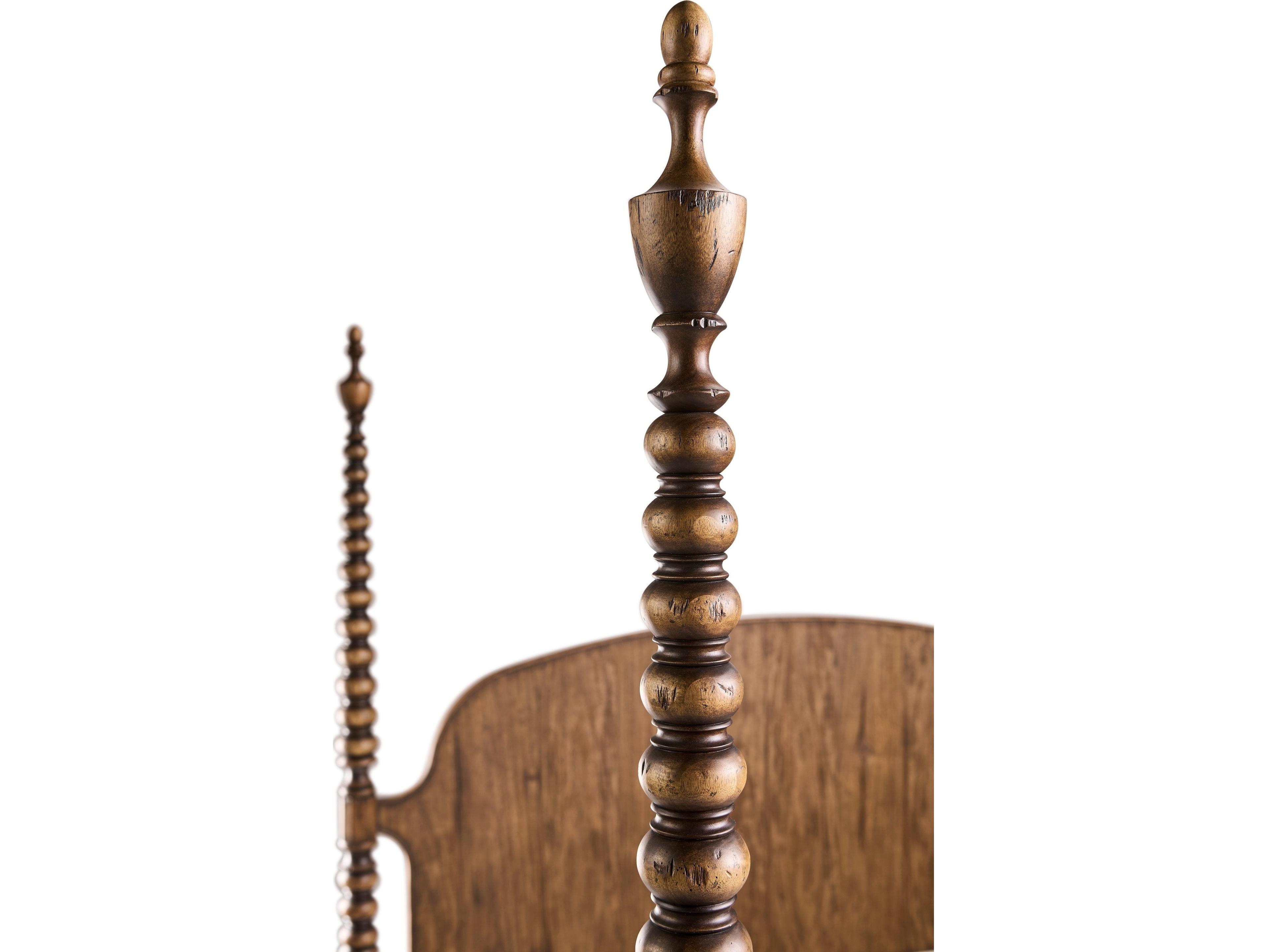 Jonathan Charles Tamarisk Spain Walnut Brown Acacia Wood Queen Four Poster Bed