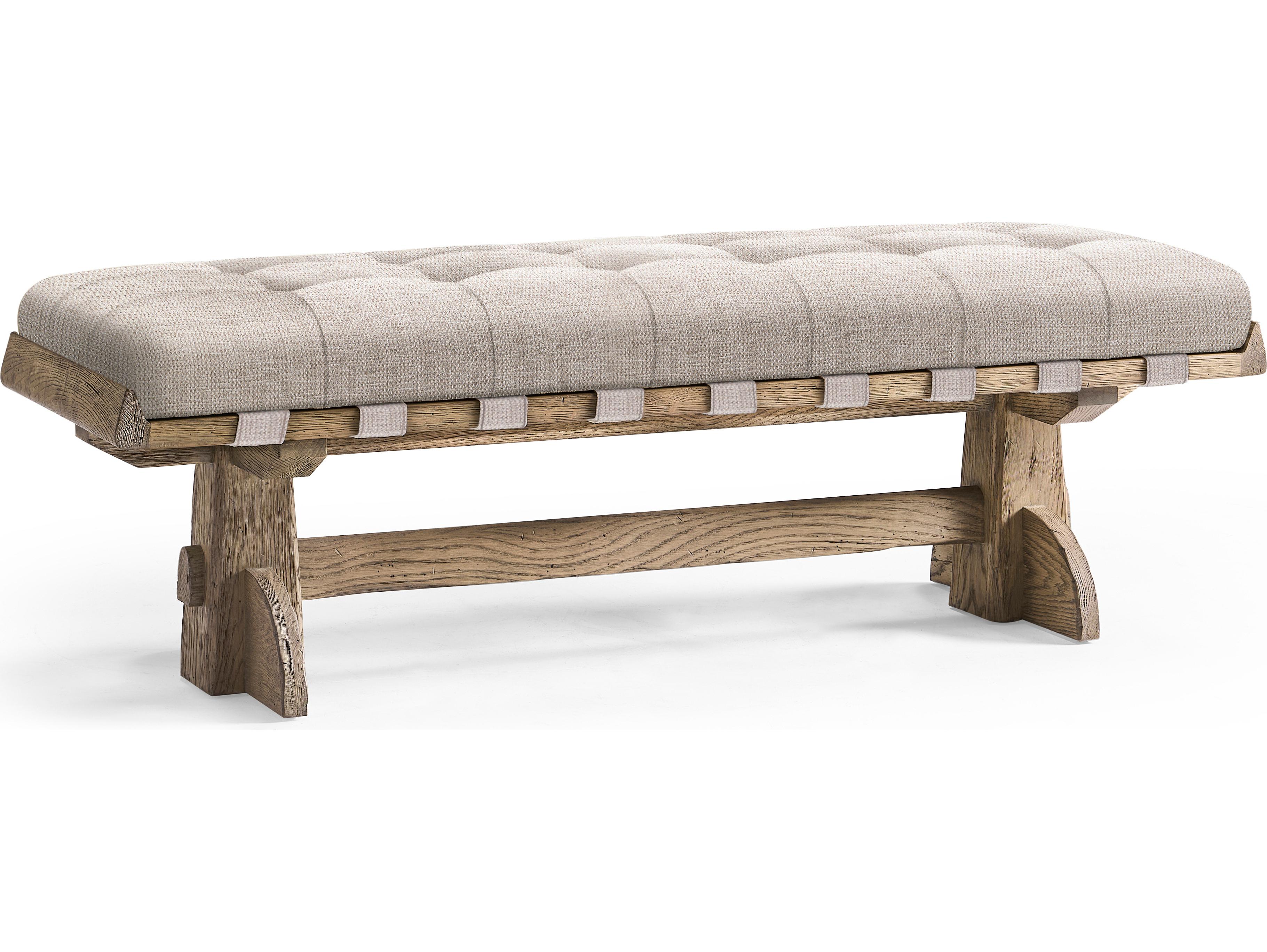 Jonathan Charles Echo Canyon Faded Oak Upholstered Accent Bench