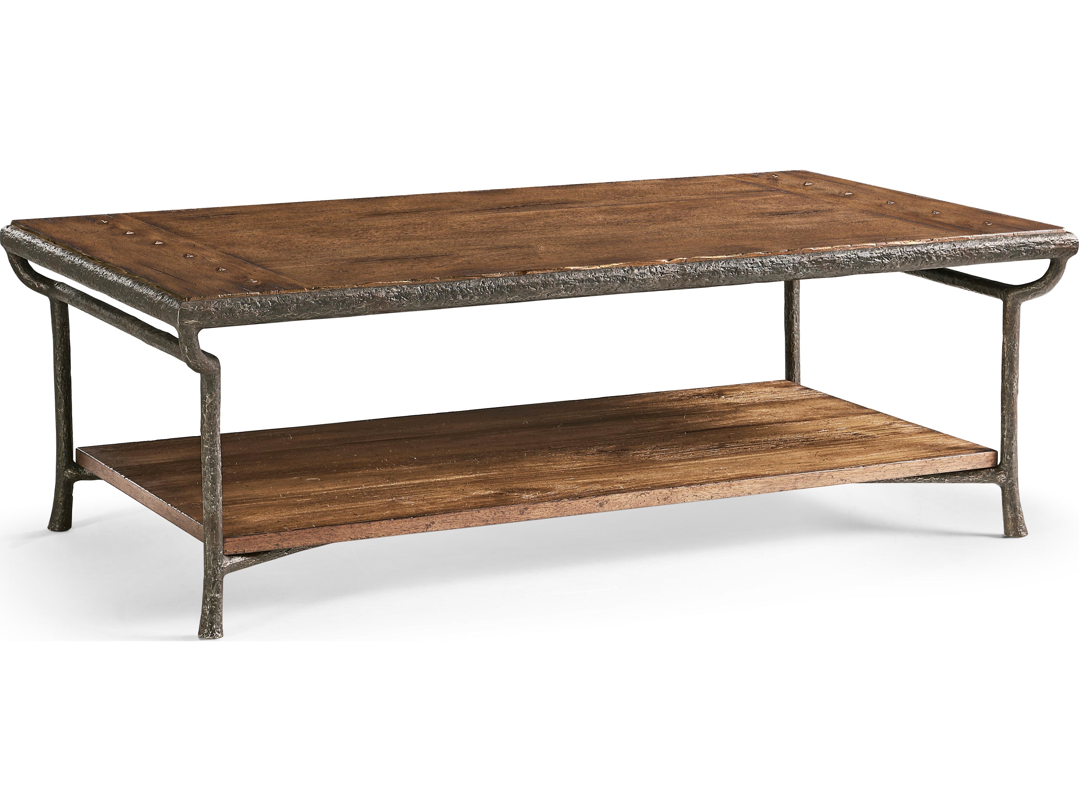 Jonathan Charles Jc Casual Rectangular Wood Cast Metal Coffee Table