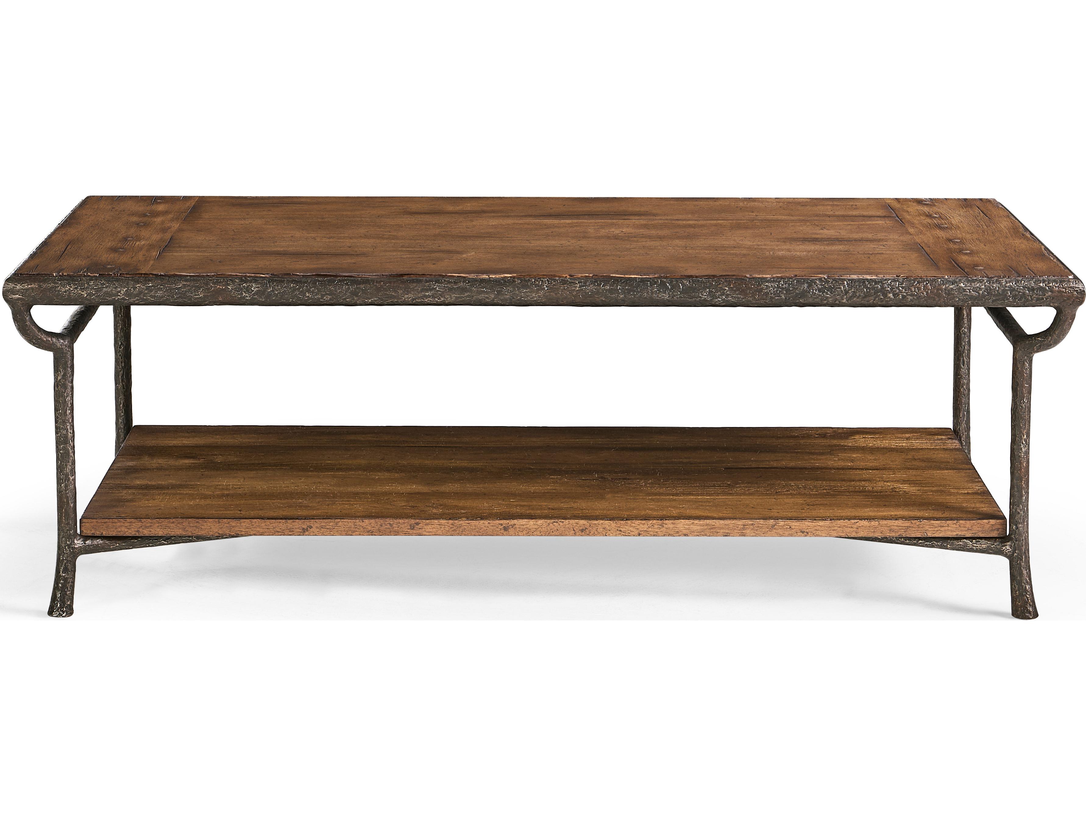 Jonathan Charles Jc Casual Rectangular Wood Cast Metal Coffee Table