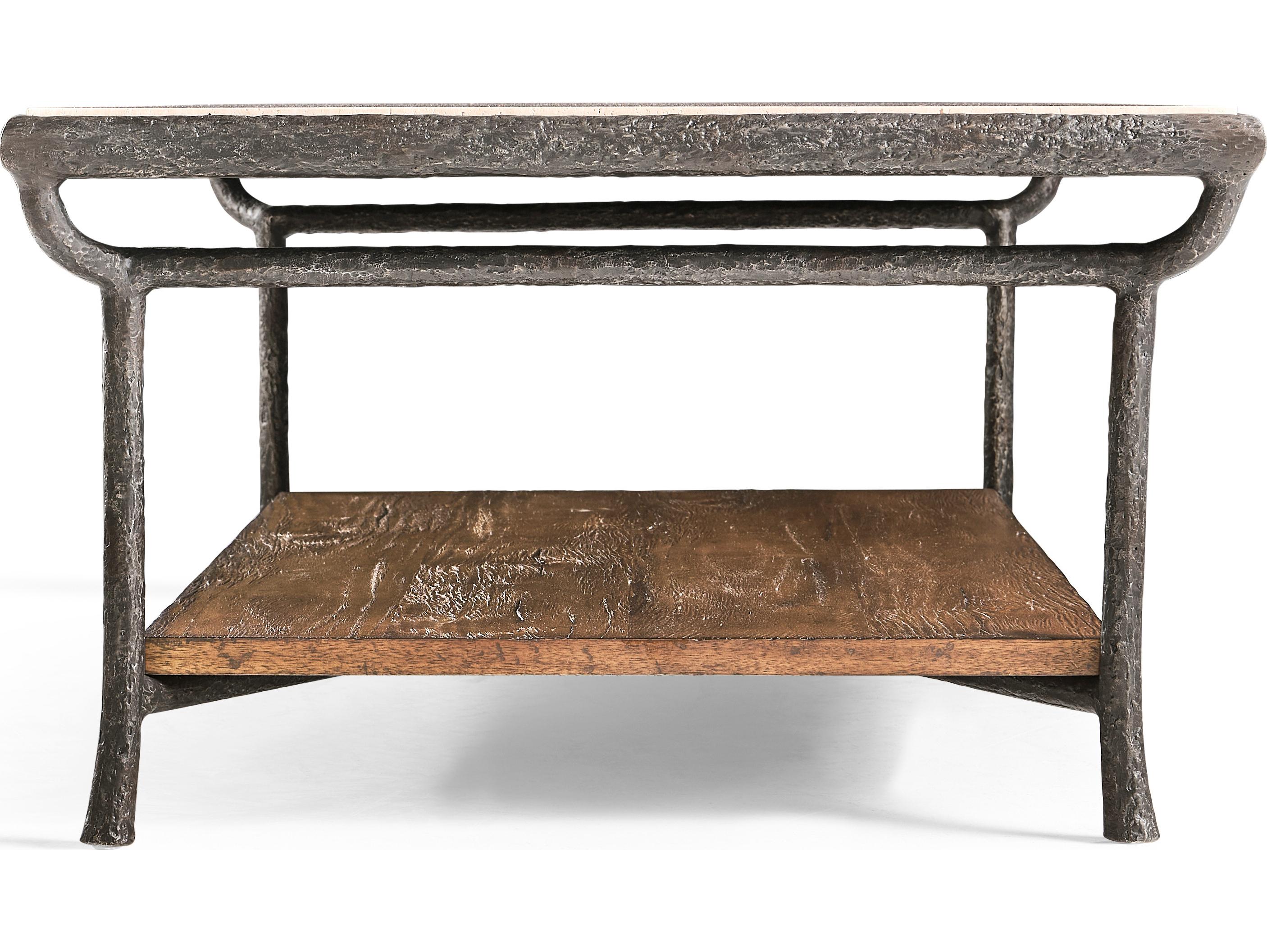 Jonathan Charles Jc Casual Rectangular Wood Cast Metal Coffee Table