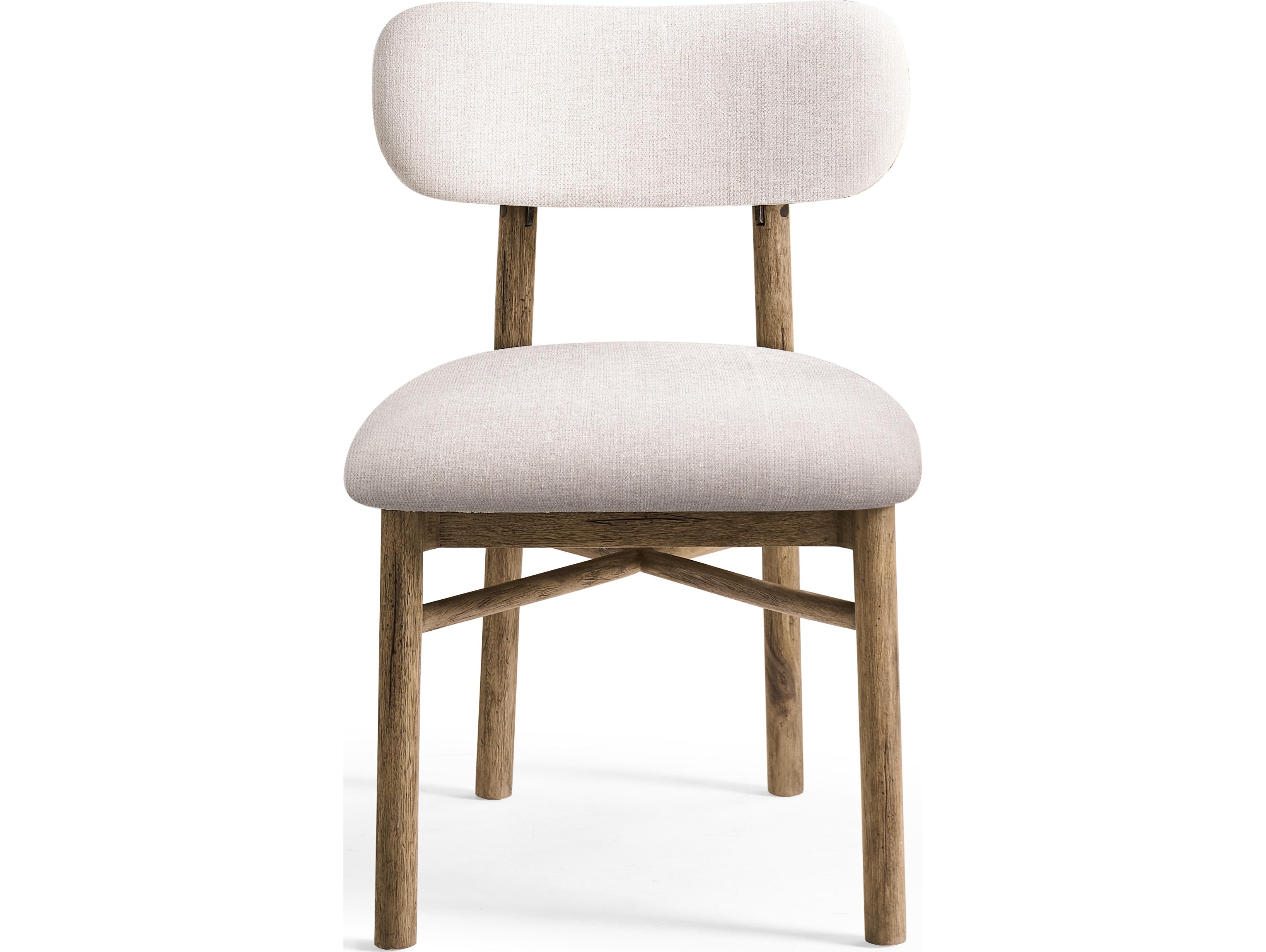 Jonathan Charles Stone Ridge Acacia Wood White Upholstered Armless Dining Chair