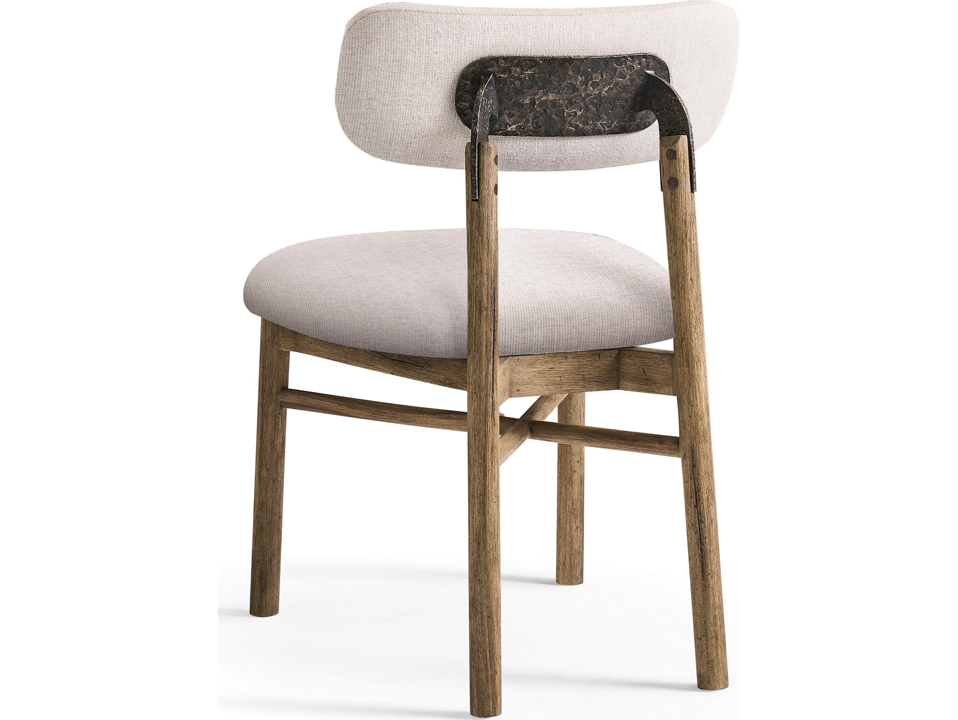 Jonathan Charles Stone Ridge Acacia Wood White Upholstered Armless Dining Chair