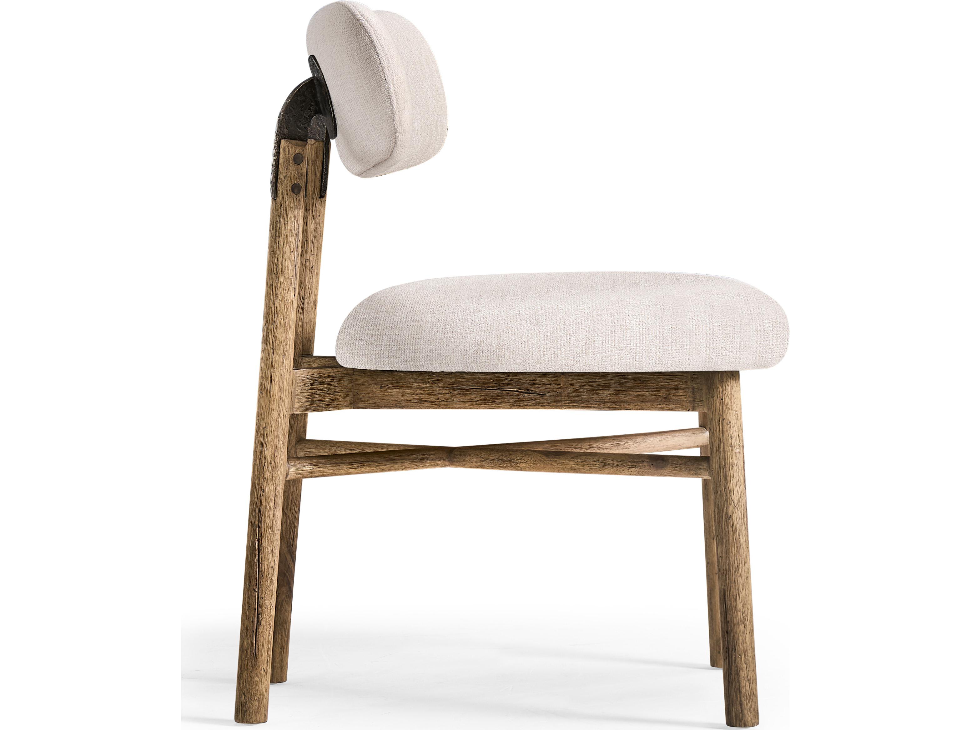 Jonathan Charles Stone Ridge Acacia Wood White Upholstered Armless Dining Chair