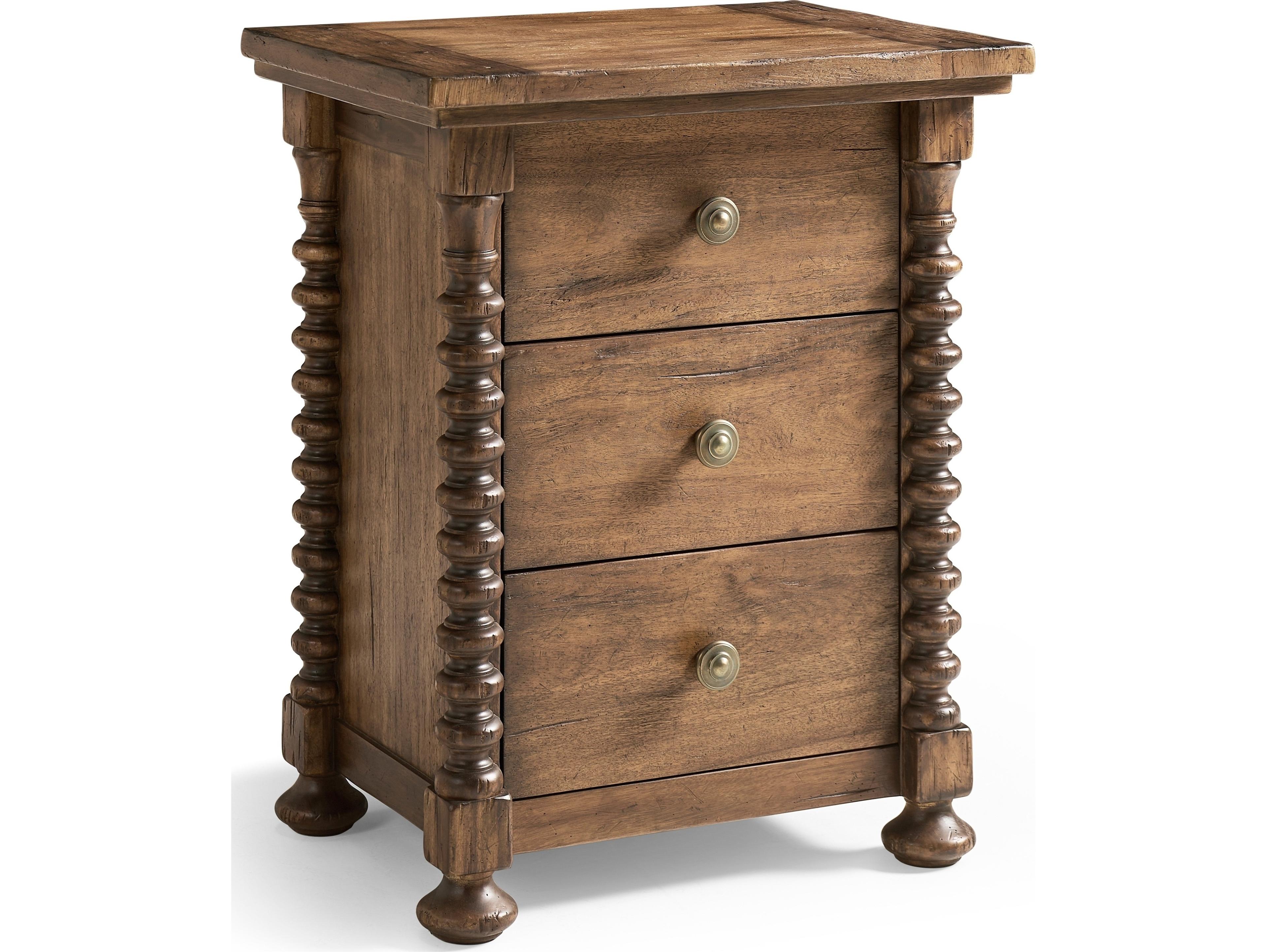 Jonathan Charles Tamarisk 3-Drawers Brown Acacia Wood Nightstand