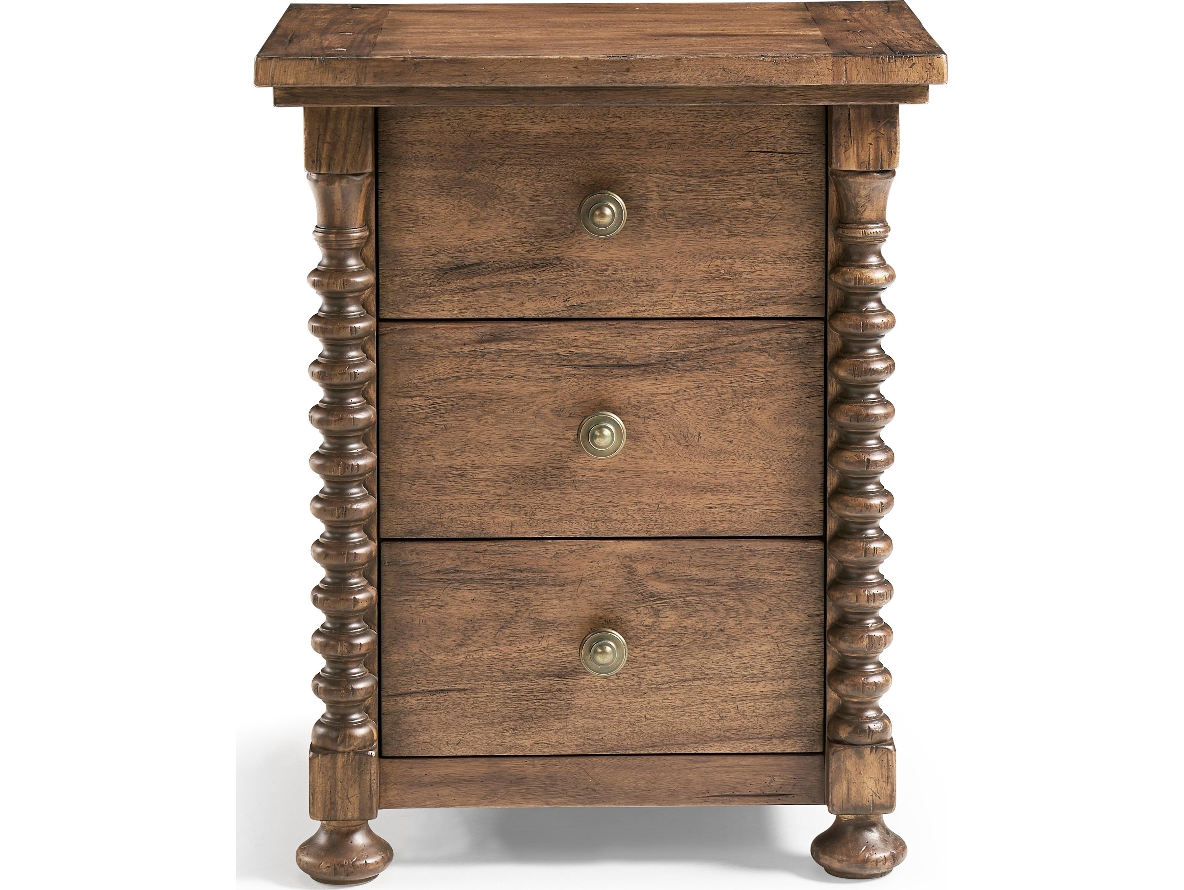 Jonathan Charles Tamarisk 3-Drawers Brown Acacia Wood Nightstand