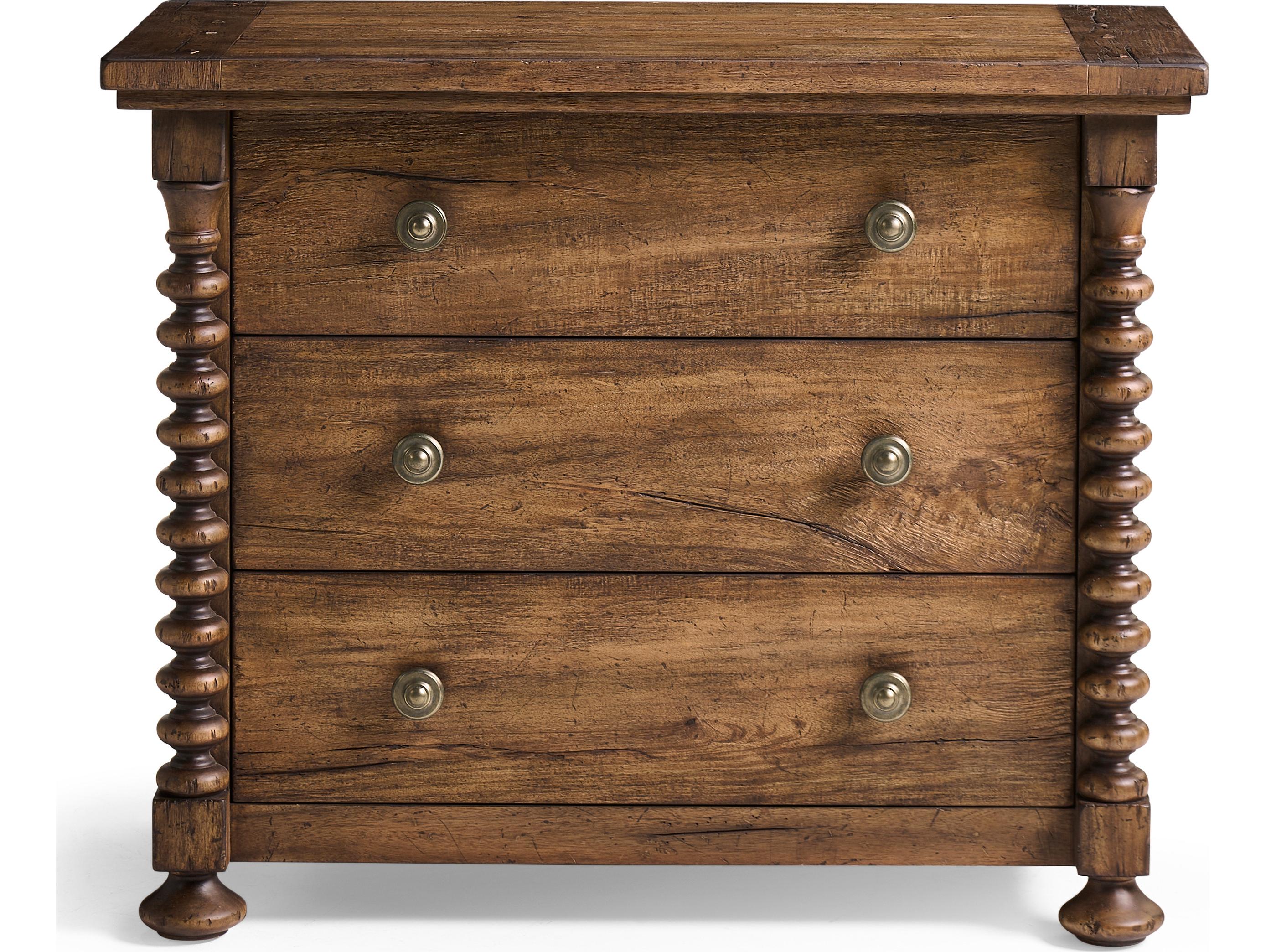 Jonathan Charles Tamarisk 3-Drawers Brown Acacia Wood Nightstand