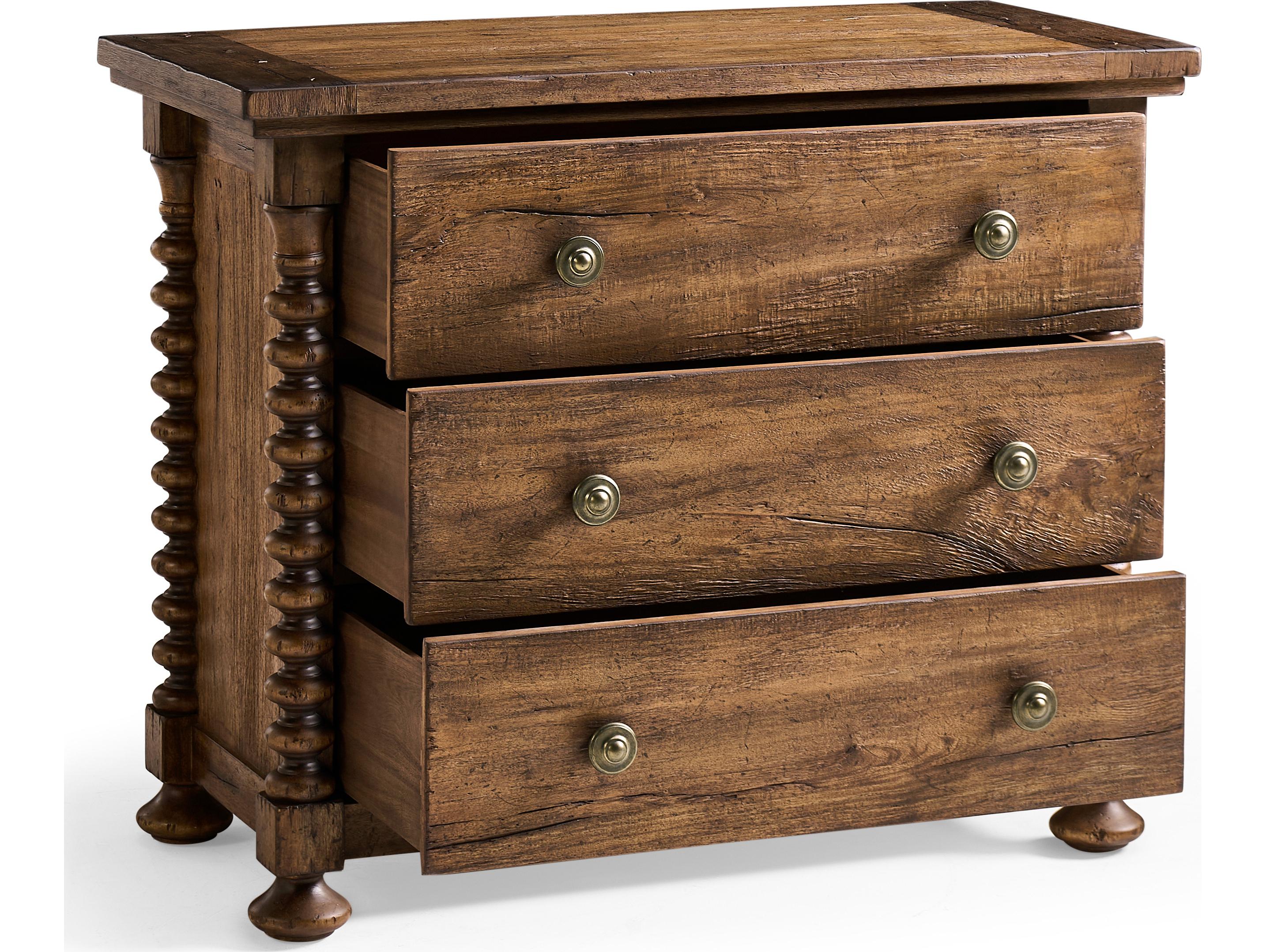 Jonathan Charles Tamarisk 3-Drawers Brown Acacia Wood Nightstand