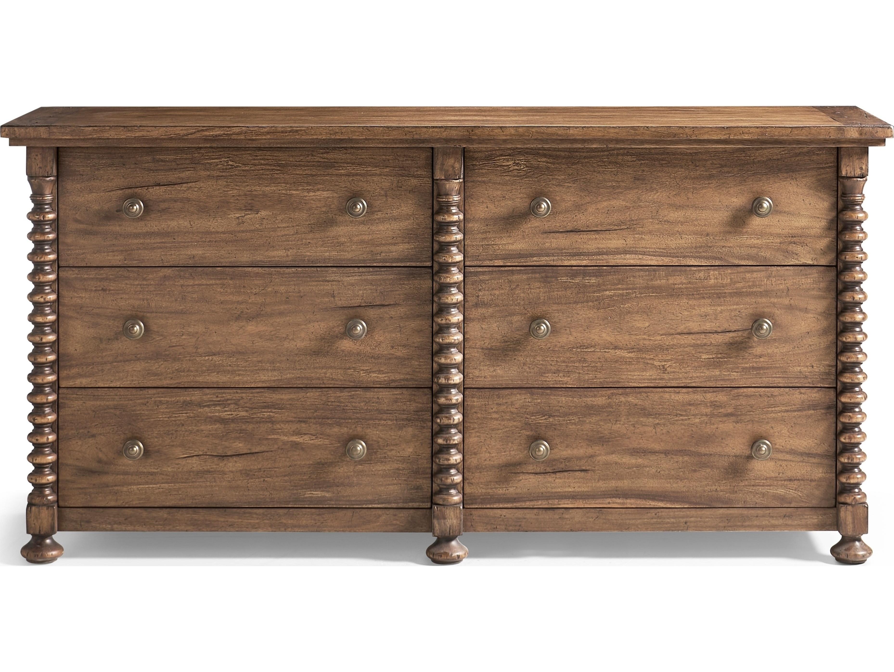 Jonathan Charles Tamarisk 6-Drawers Brown Acacia Wood Double Dresser
