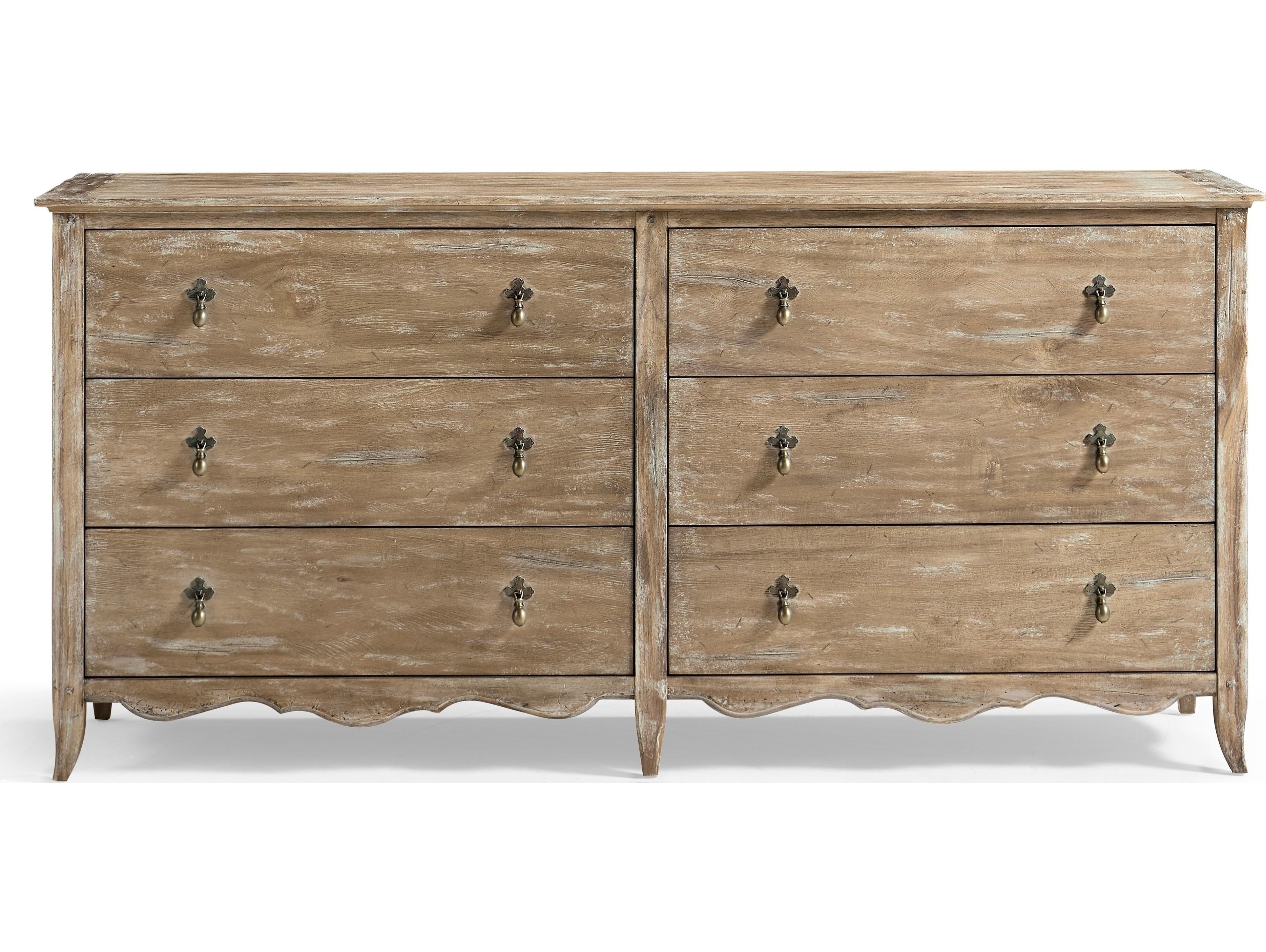Jonathan Charles Caldera 6-Drawers Brown Walnut Wood Double Dresser